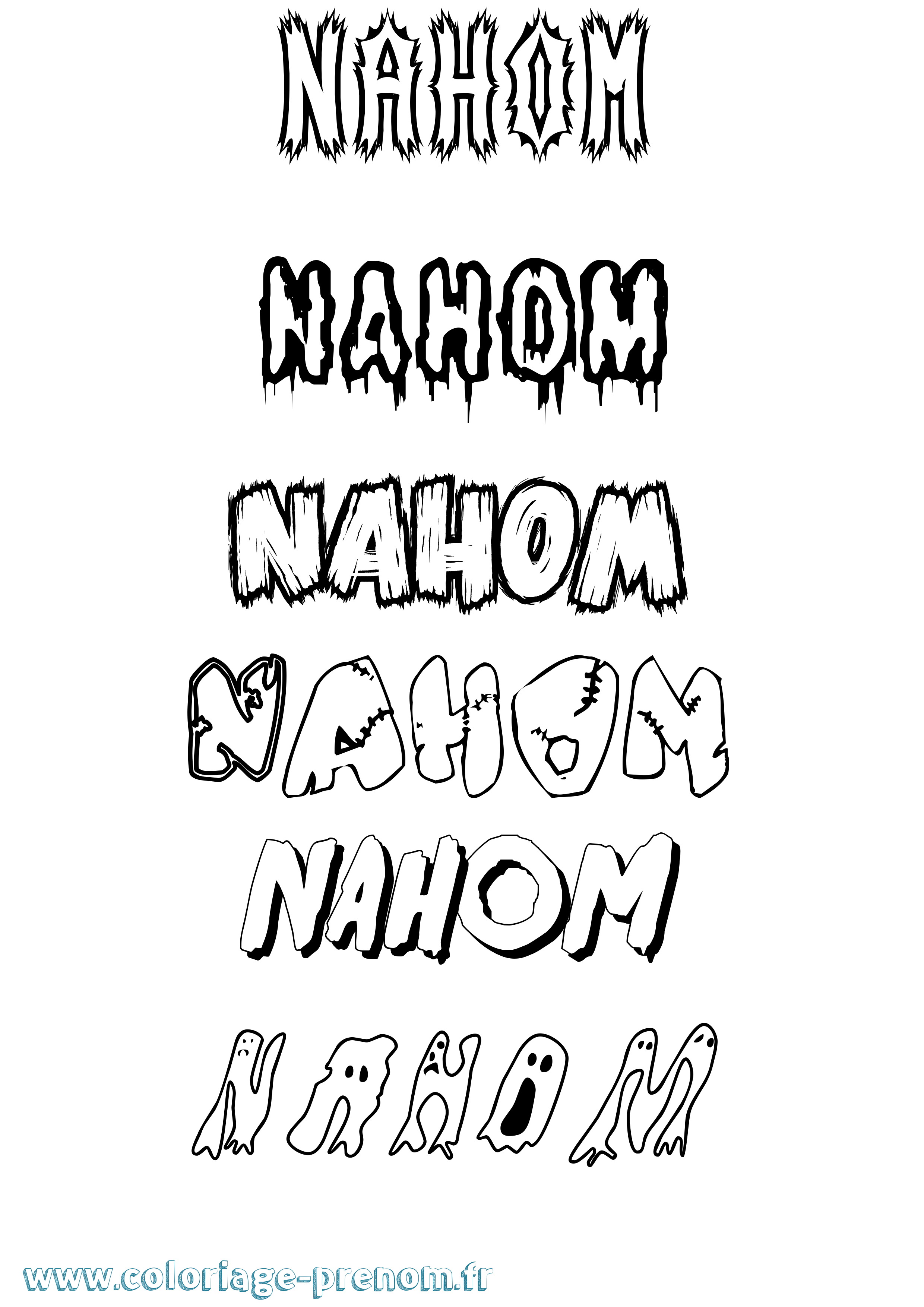 Coloriage prénom Nahom Frisson