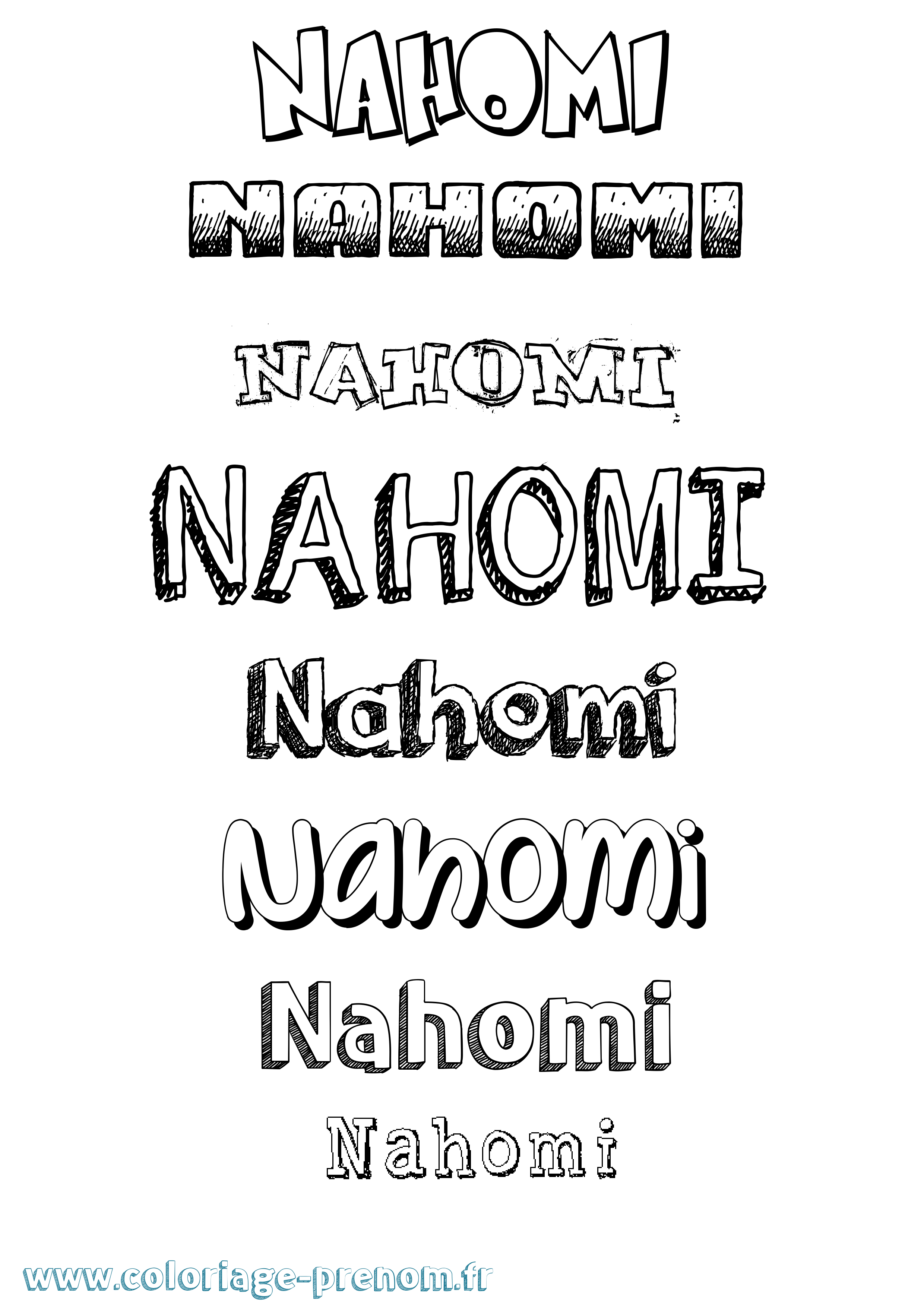 Coloriage prénom Nahomi Dessiné