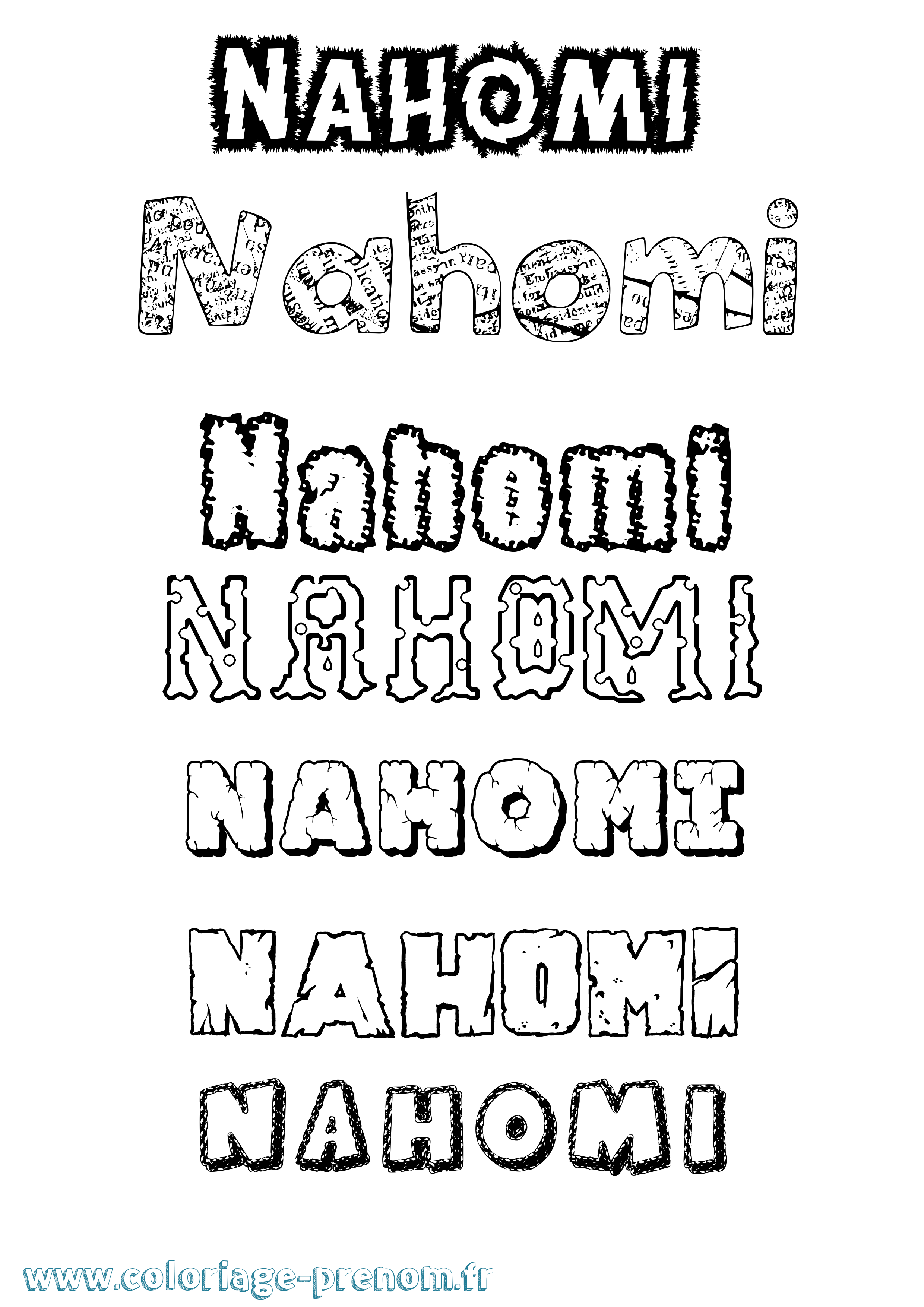 Coloriage prénom Nahomi Destructuré