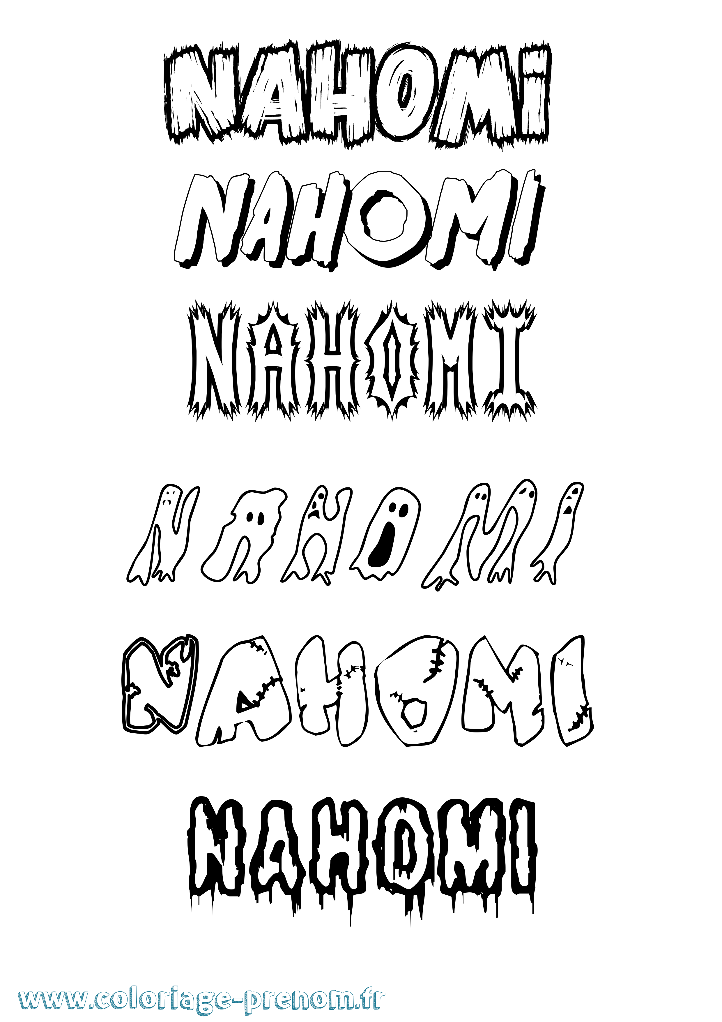 Coloriage prénom Nahomi Frisson