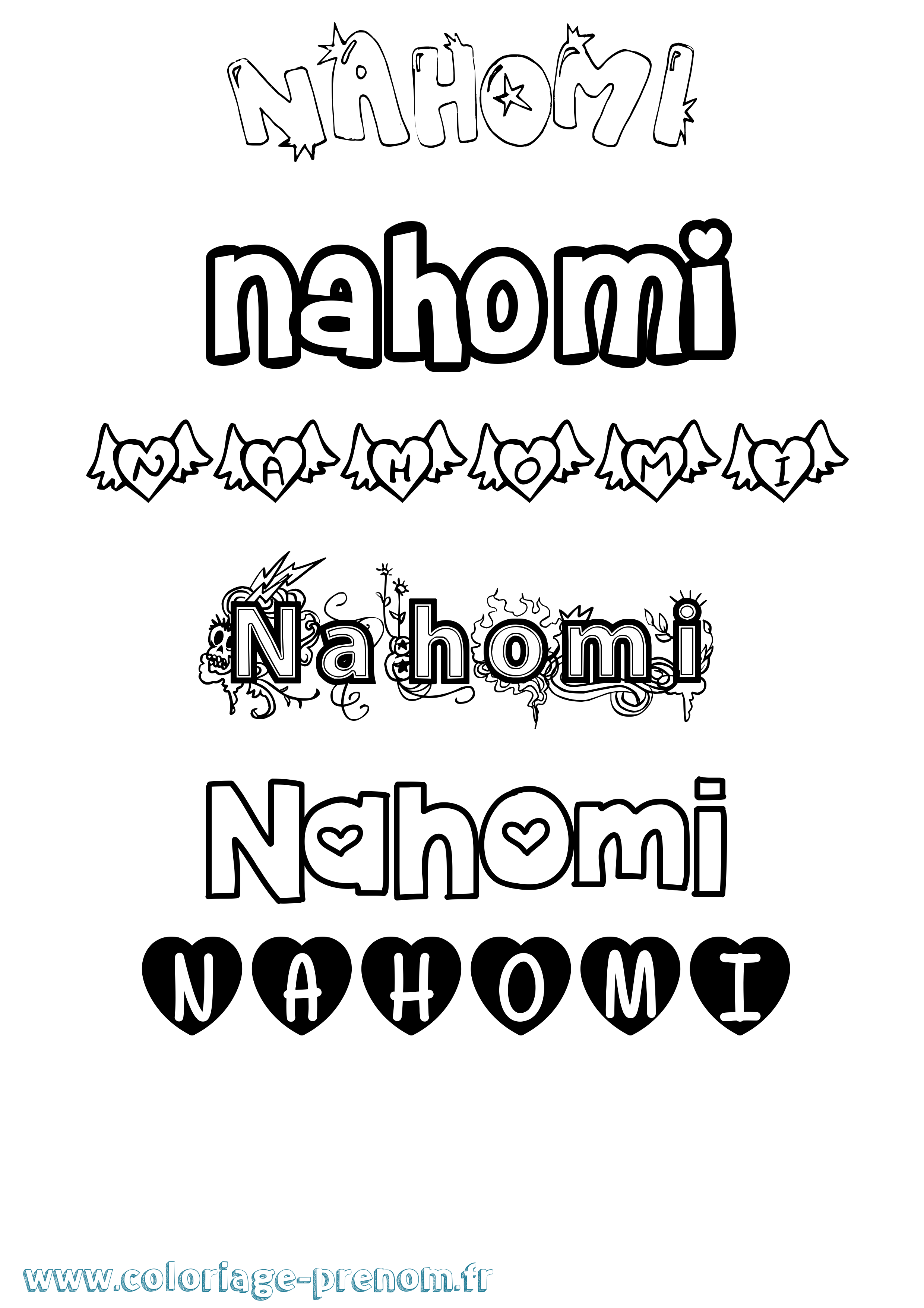 Coloriage prénom Nahomi Girly