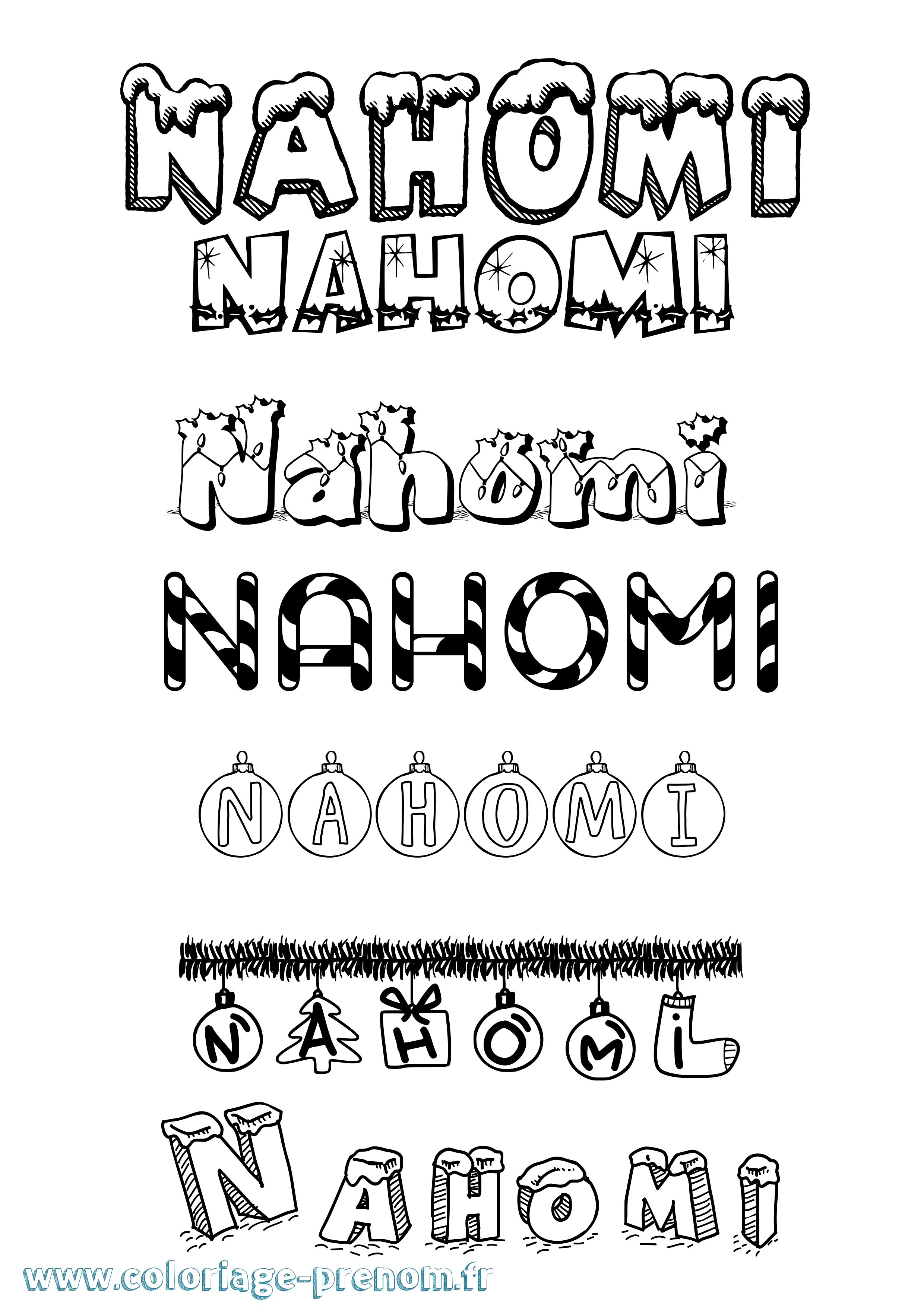 Coloriage prénom Nahomi Noël