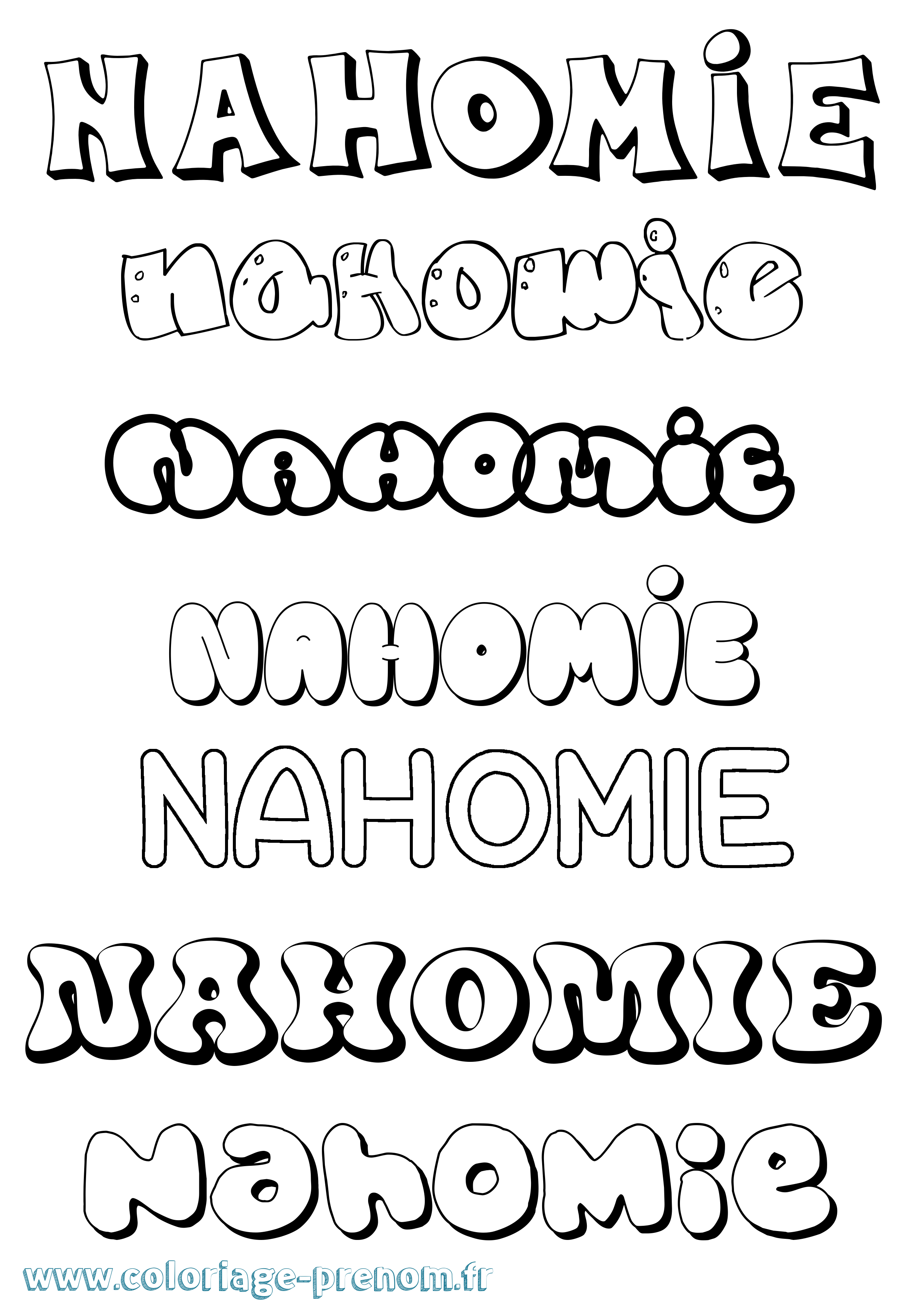 Coloriage Nahomie Bubble Coloriage prénom Nahomie Bubble