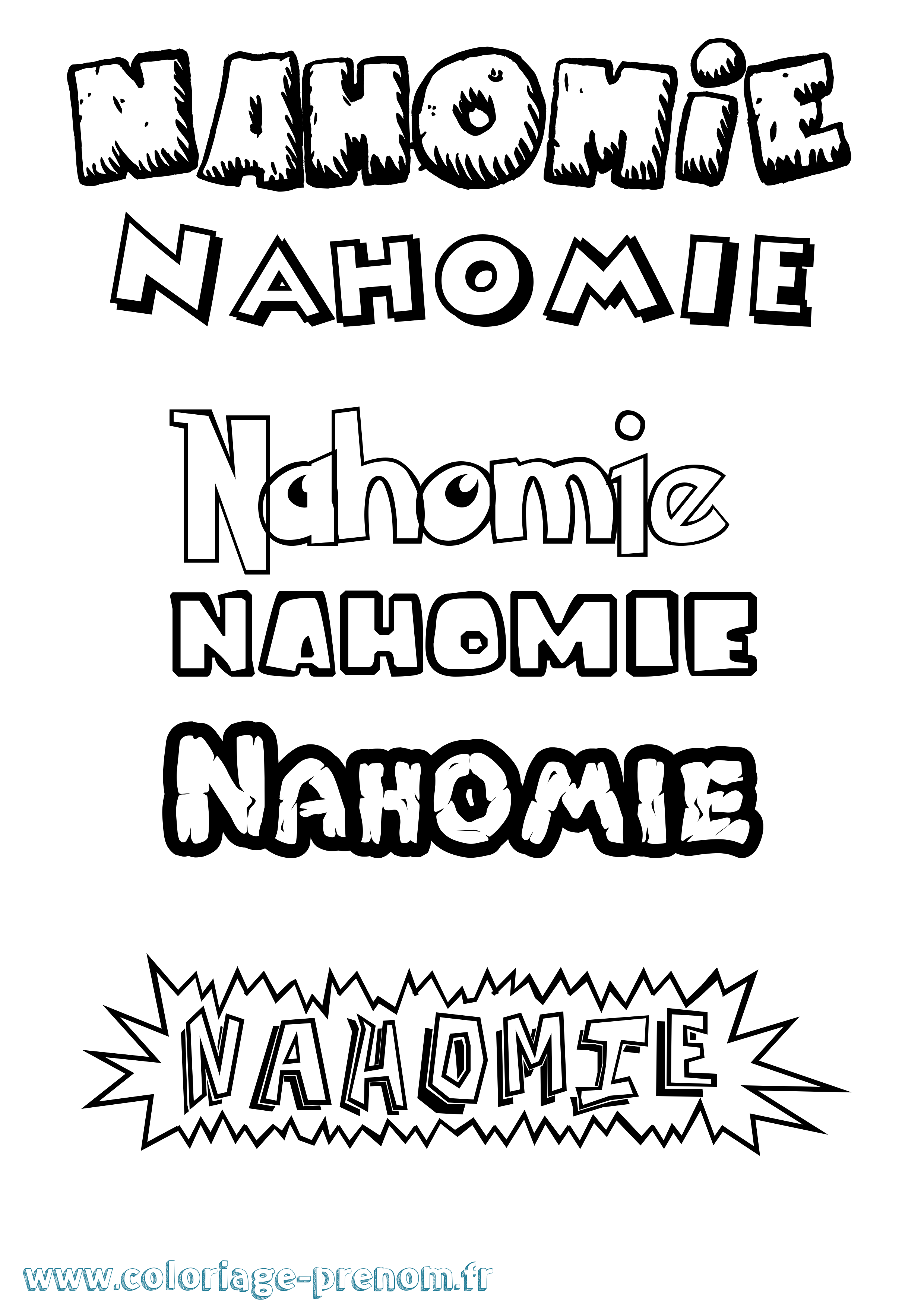 Coloriage Nahomie Dessin Animé Coloriage prénom Nahomie Dessin Animé