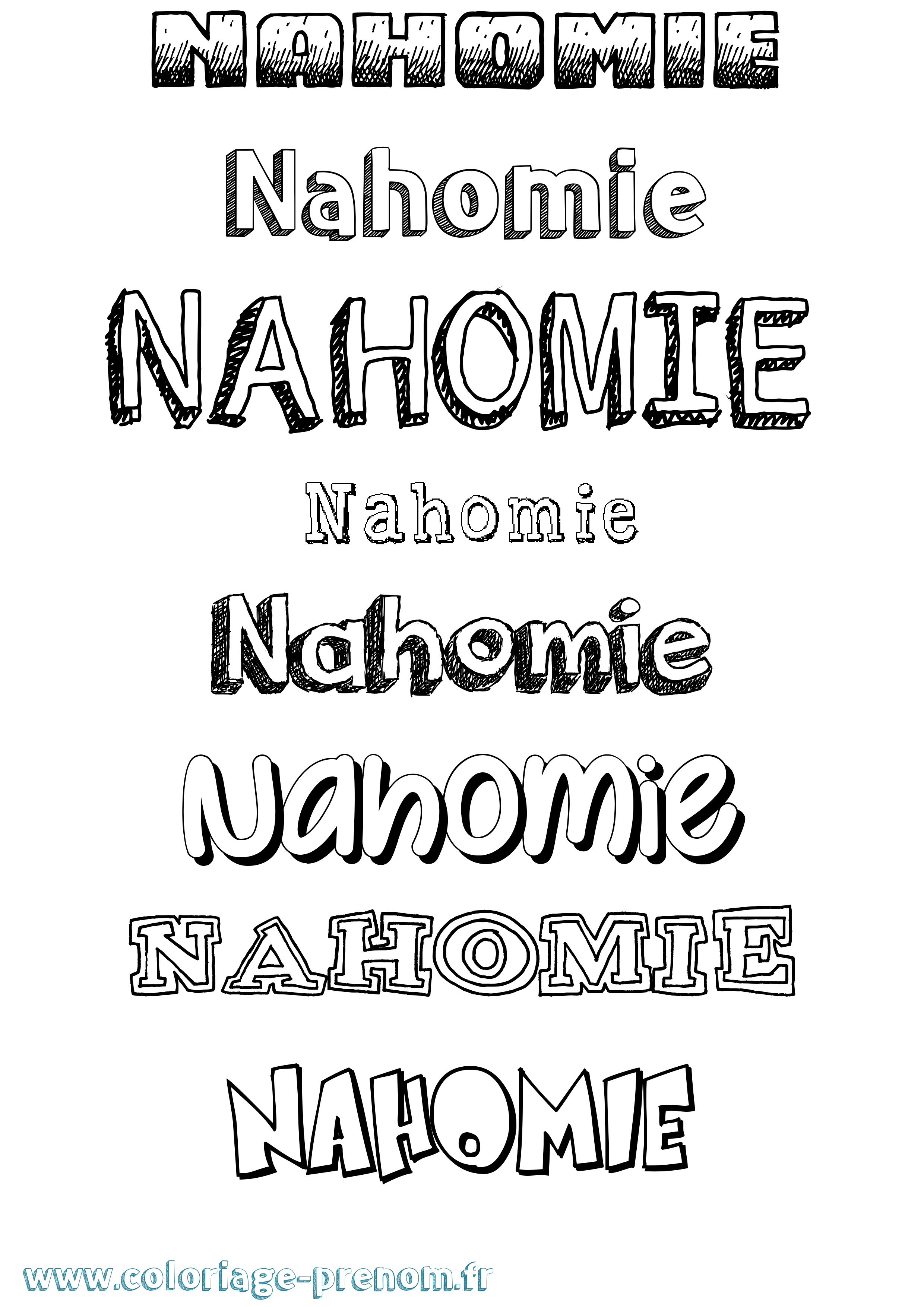 Coloriage Nahomie Dessiné Coloriage prénom Nahomie Dessiné