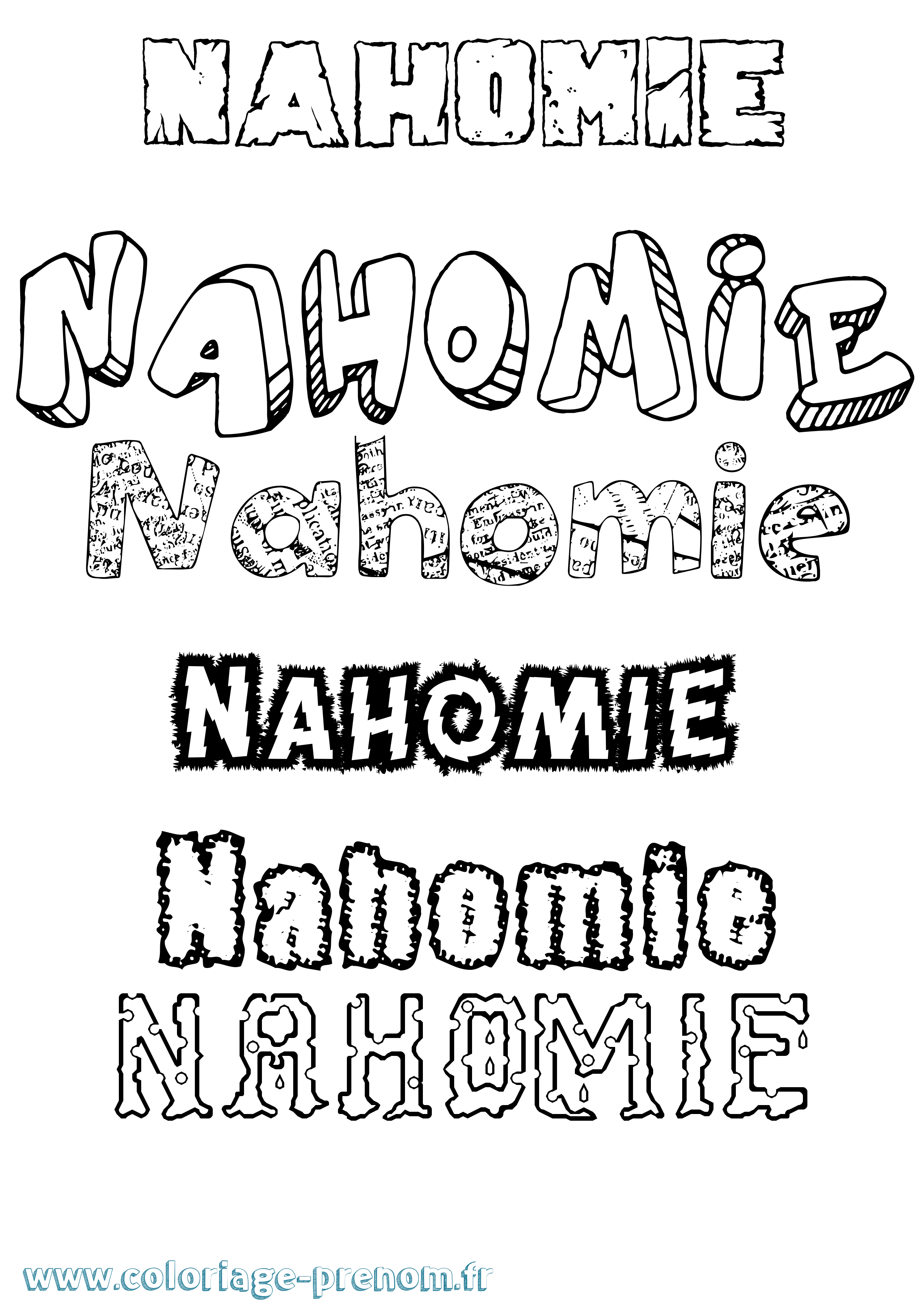 Coloriage Nahomie Destructuré Coloriage prénom Nahomie Destructuré