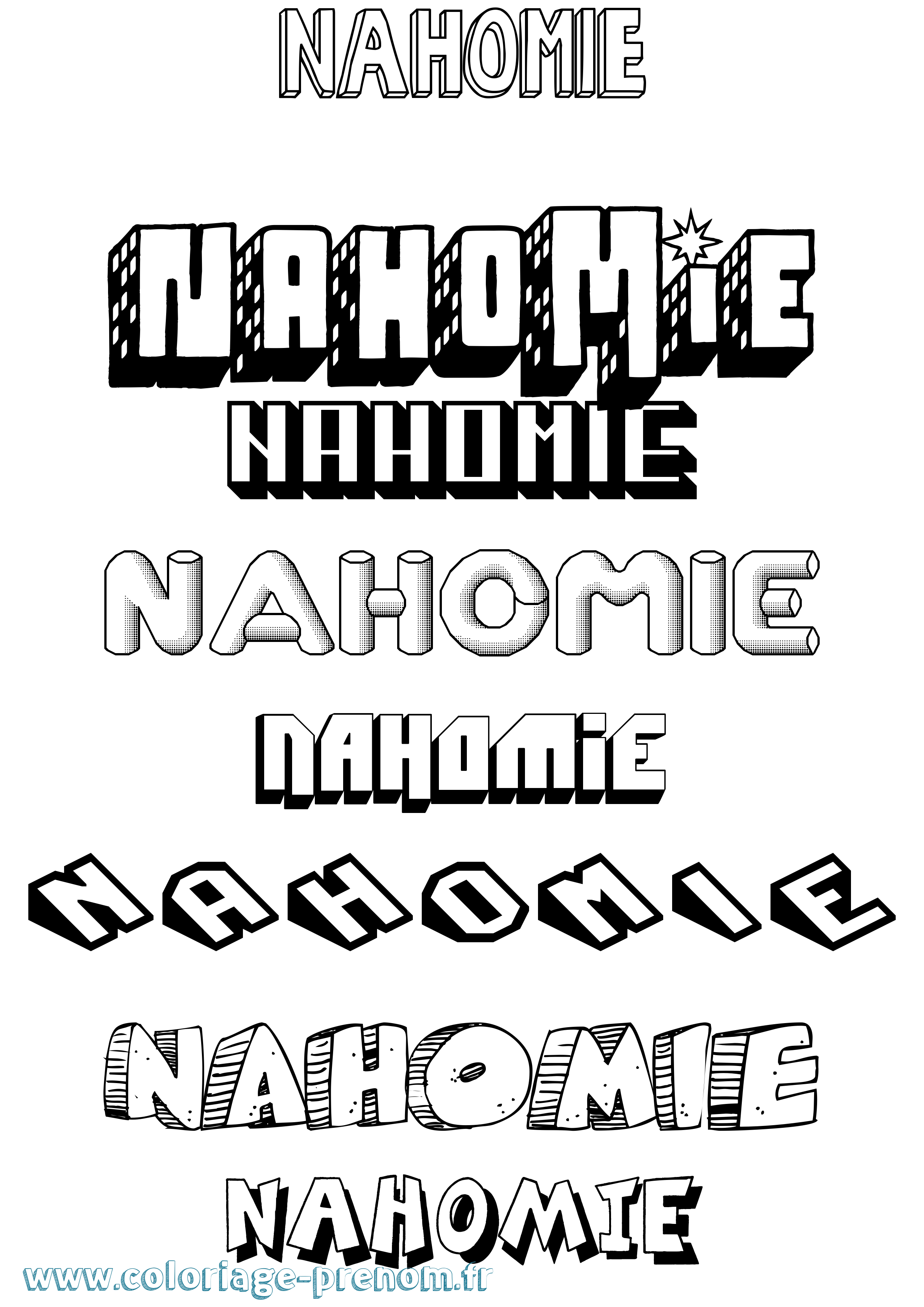 Coloriage Nahomie Effet 3D Coloriage prénom Nahomie Effet 3D