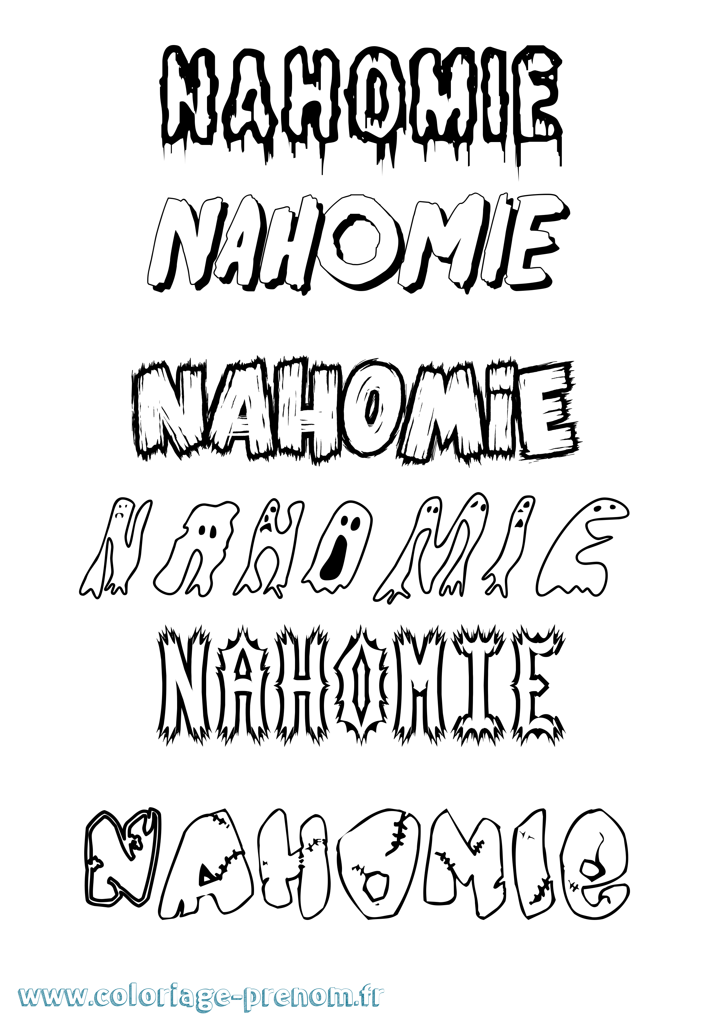 Coloriage Nahomie Frisson Coloriage prénom Nahomie Frisson