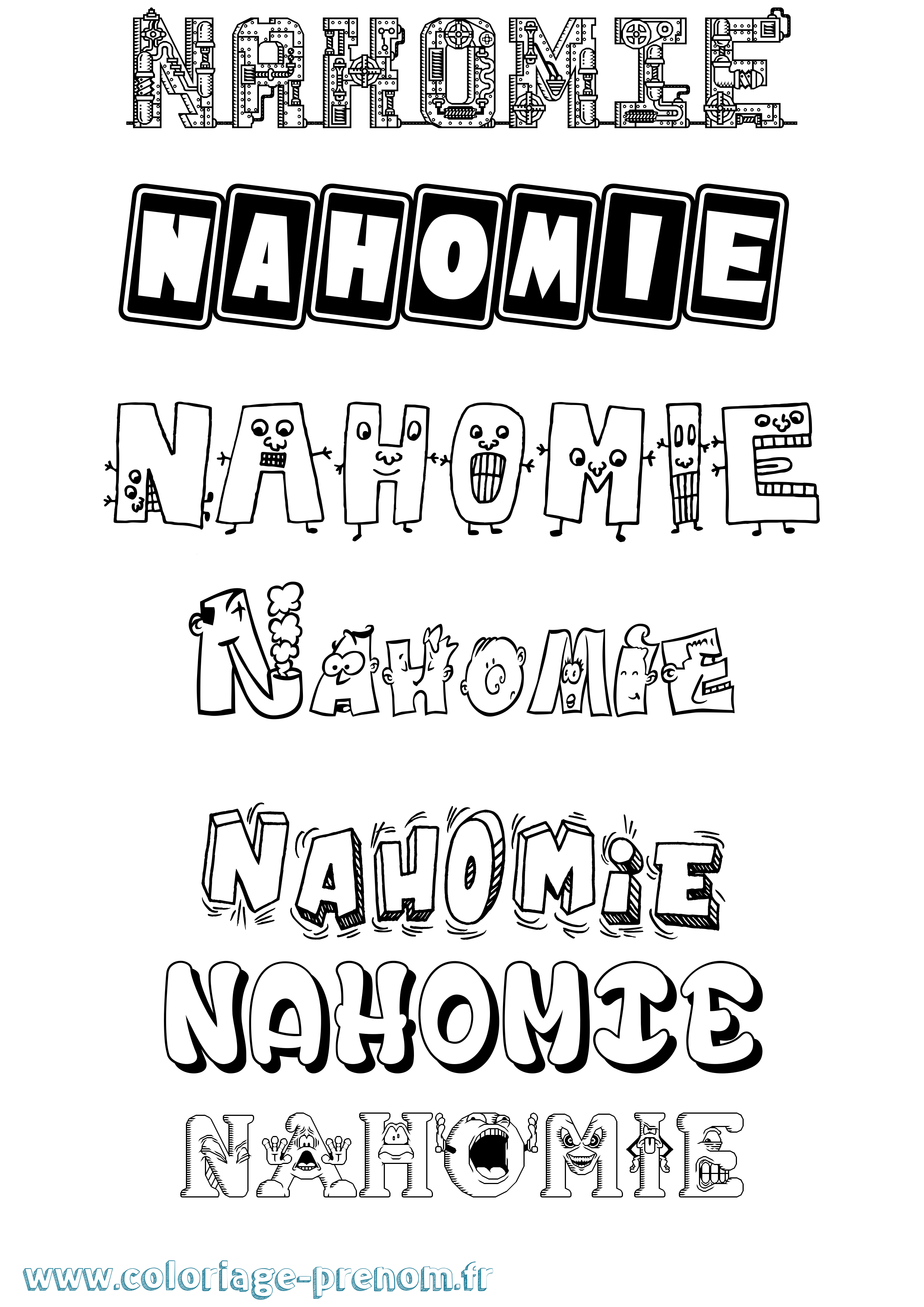 Coloriage Nahomie Fun Coloriage prénom Nahomie Fun