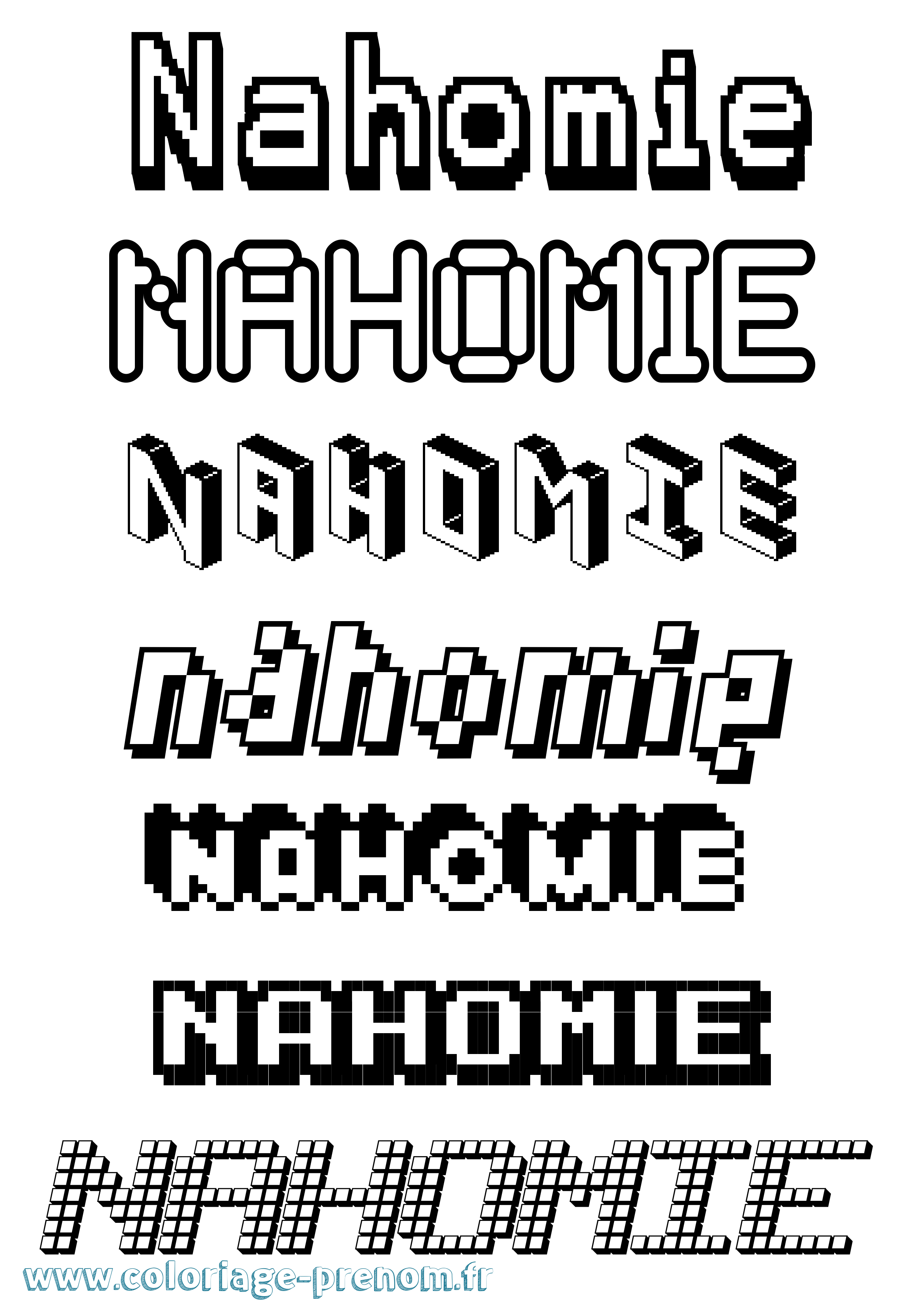 Coloriage Nahomie Pixel Coloriage prénom Nahomie Pixel