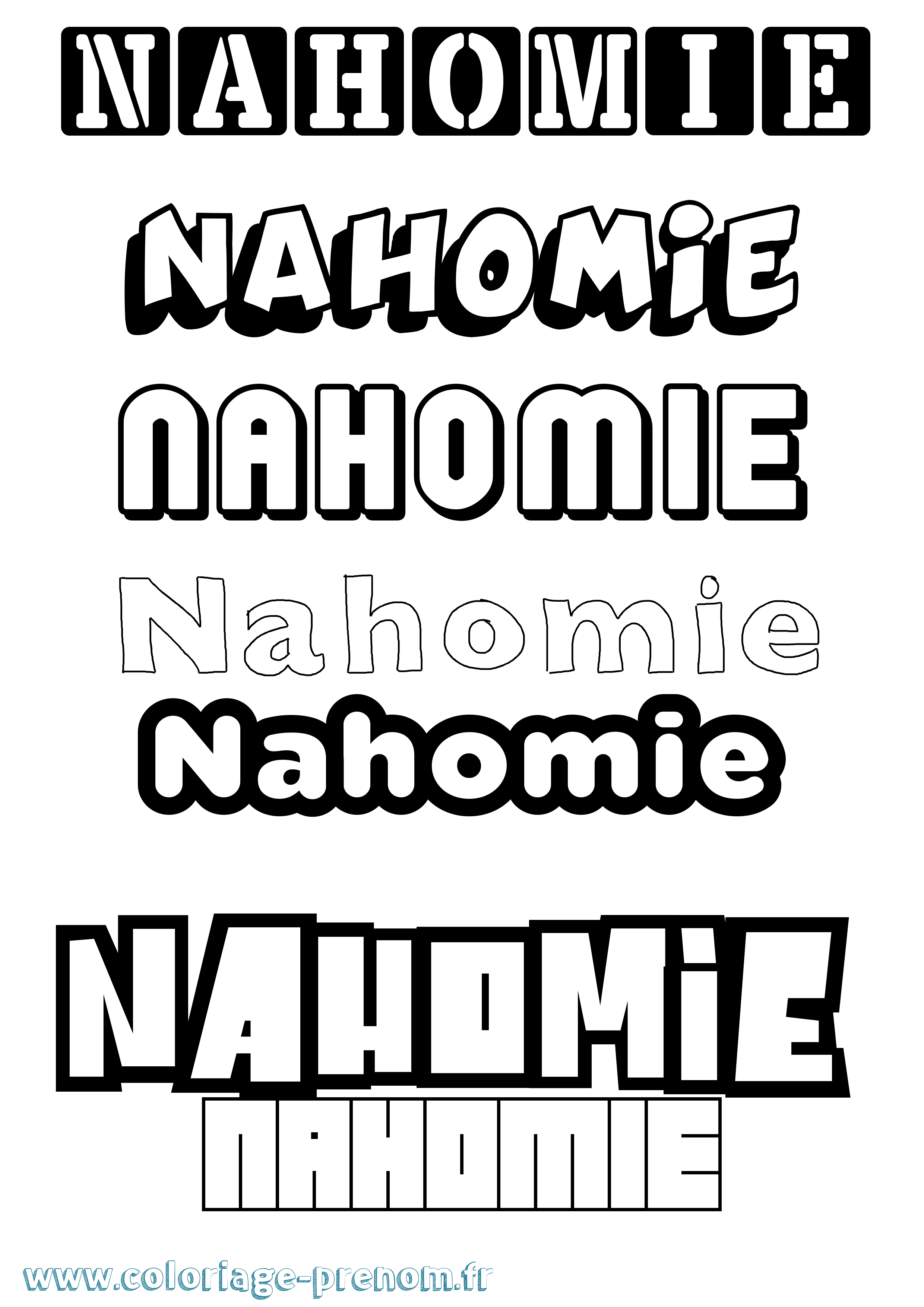 Coloriage Nahomie Simple Coloriage prénom Nahomie Simple