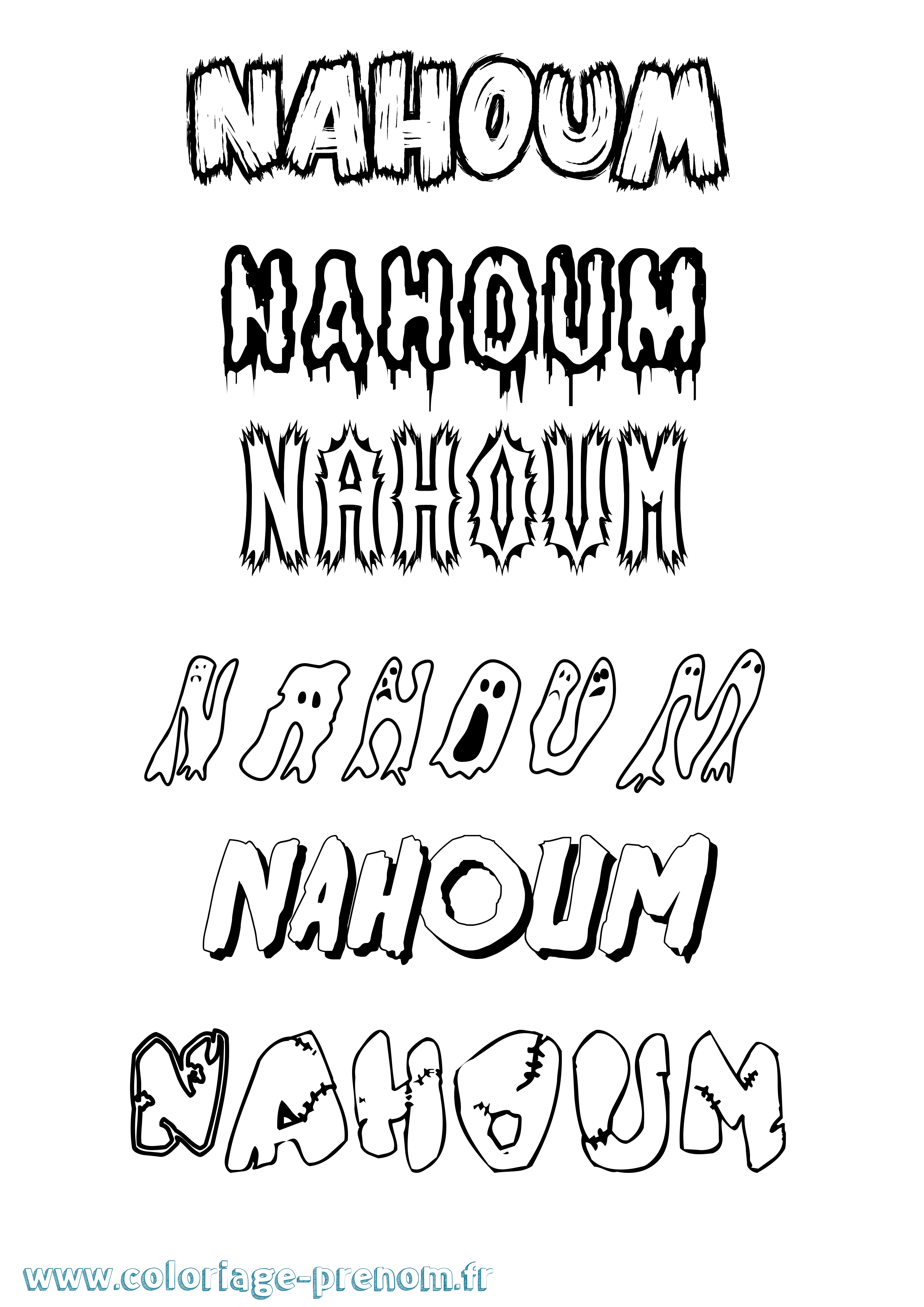 Coloriage prénom Nahoum Frisson