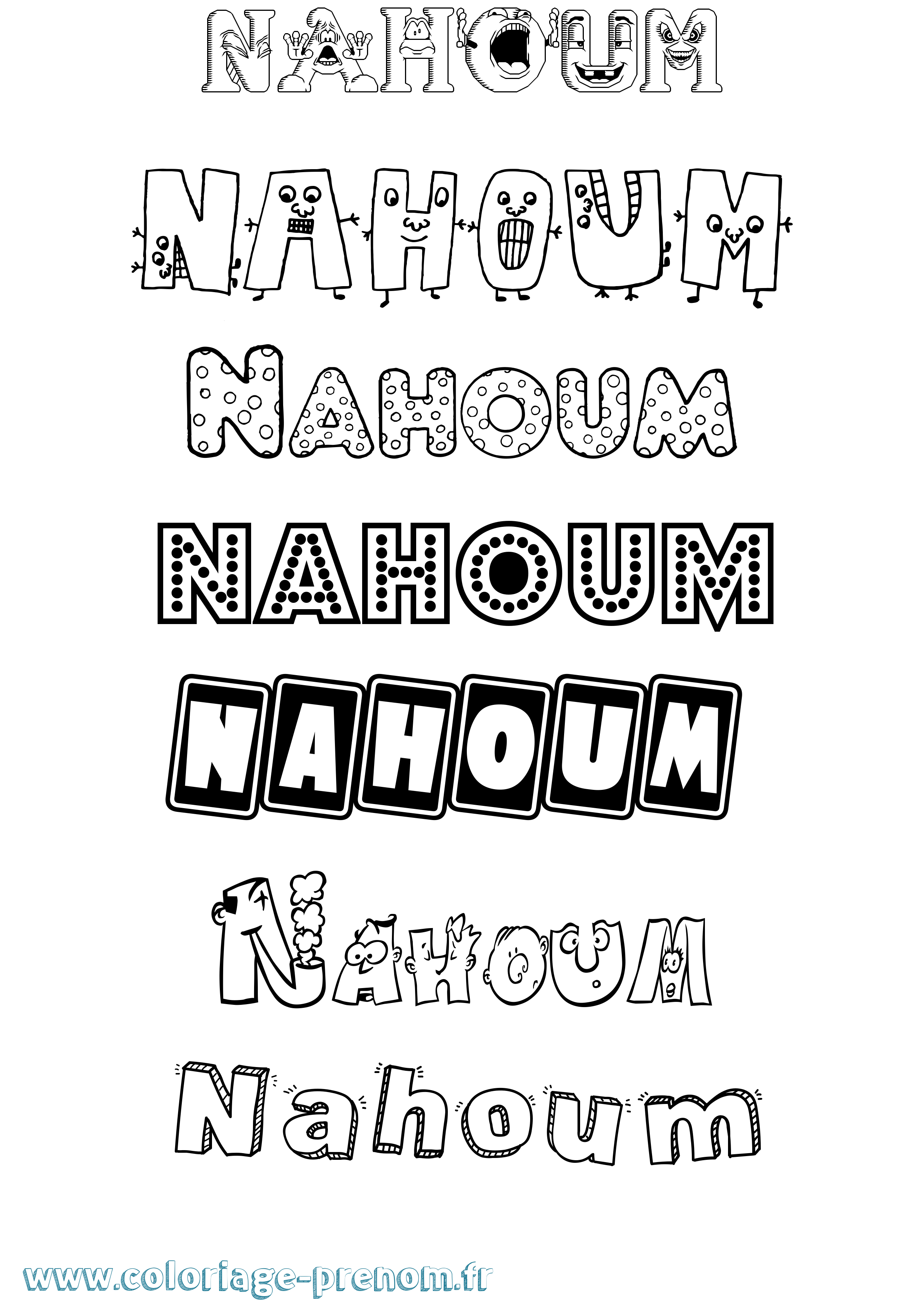 Coloriage prénom Nahoum Fun