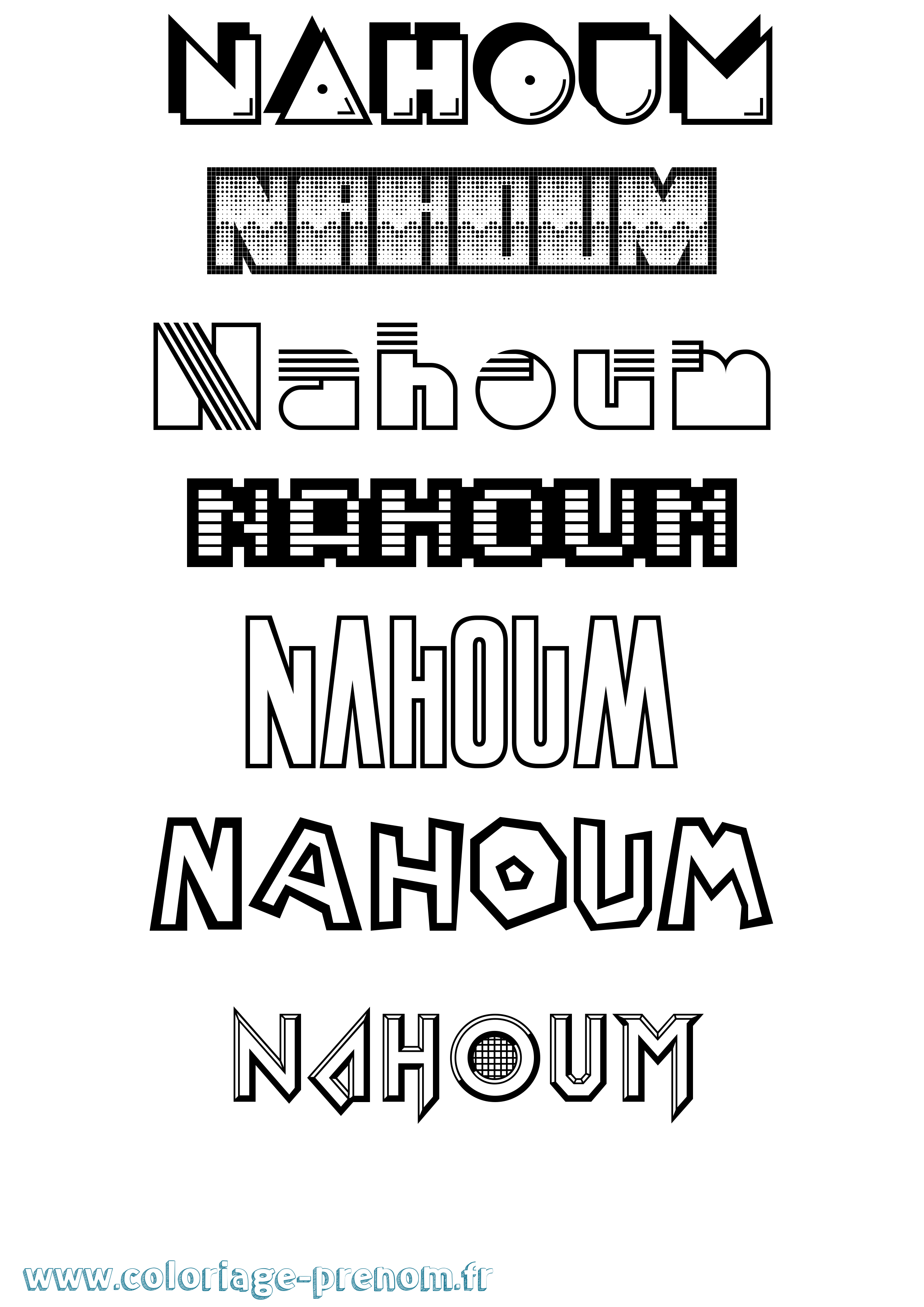 Coloriage prénom Nahoum Jeux Vidéos