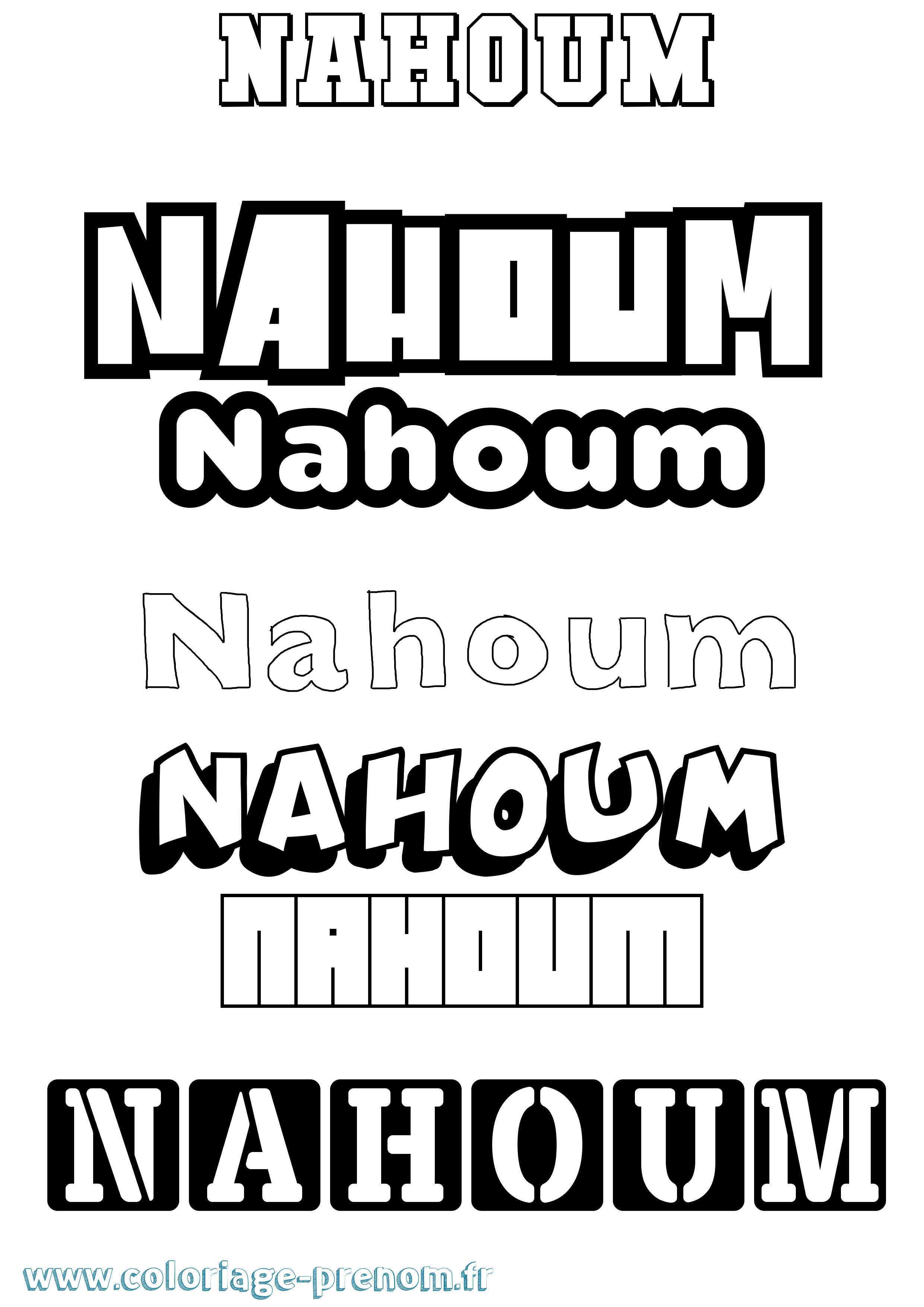 Coloriage prénom Nahoum Simple