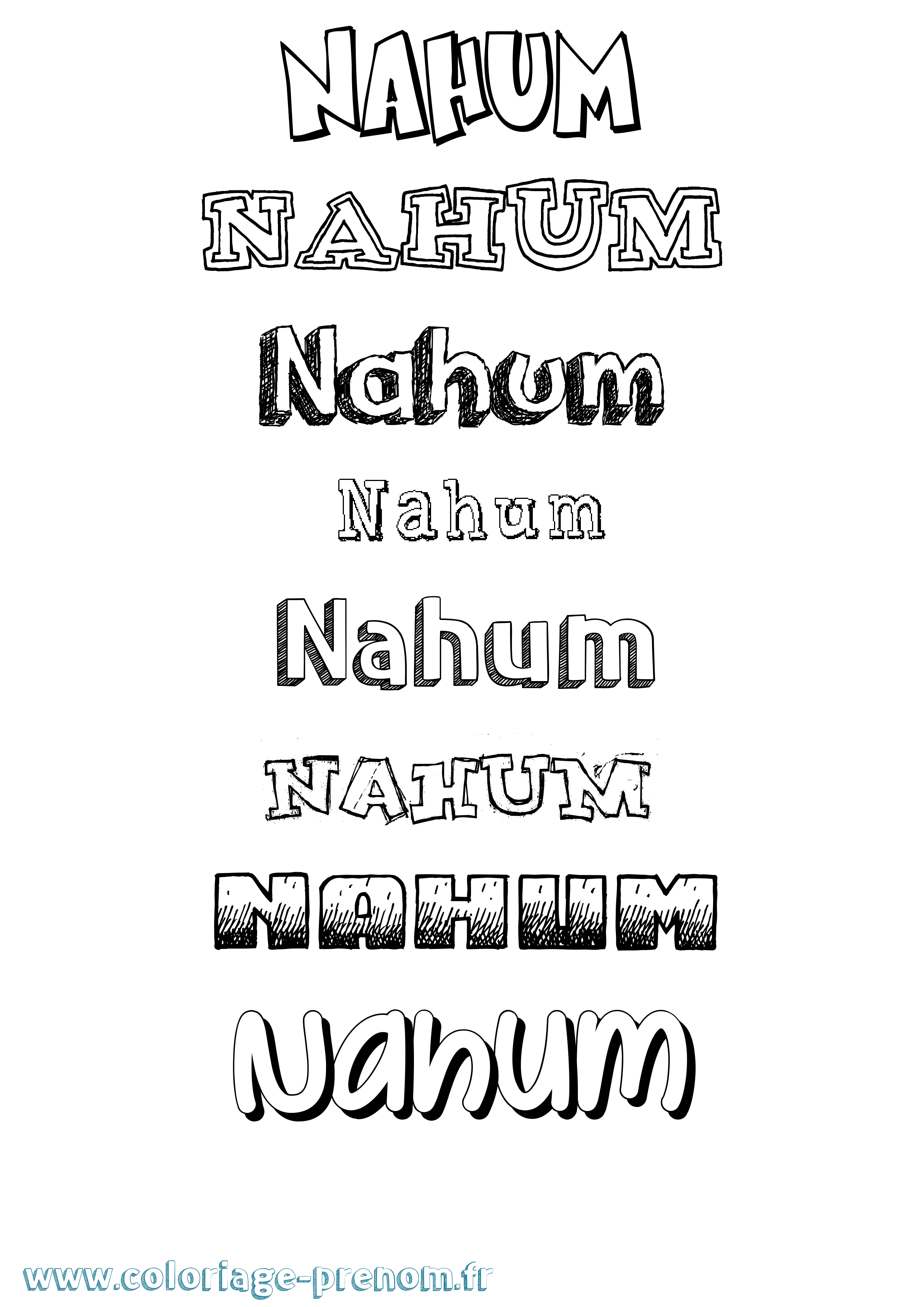 Coloriage prénom Nahum Dessiné