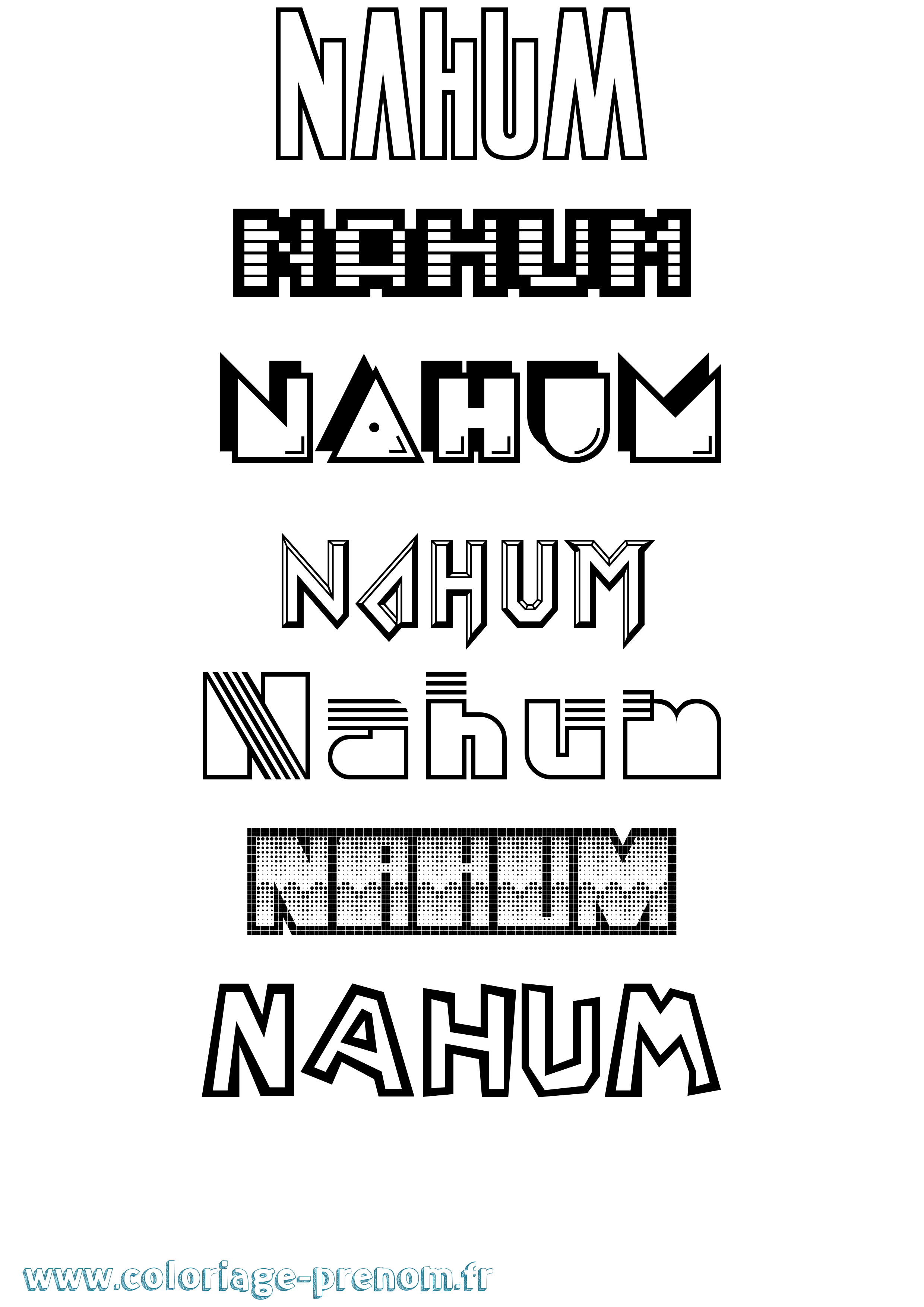 Coloriage prénom Nahum Jeux Vidéos