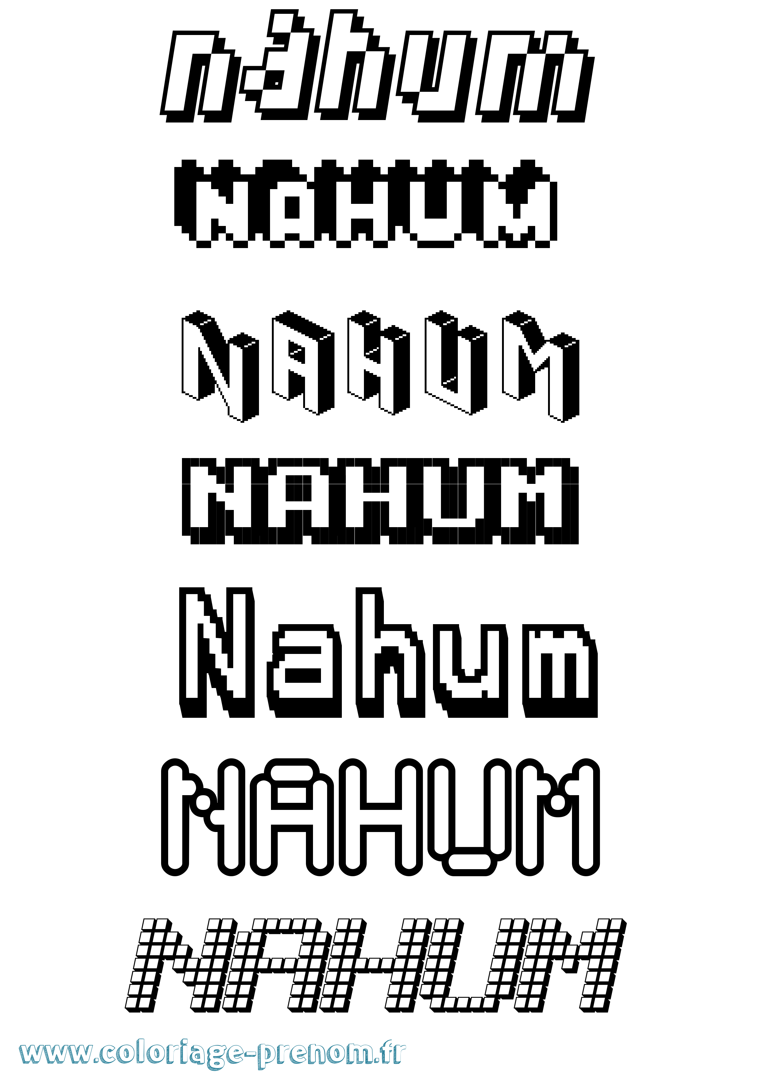 Coloriage prénom Nahum Pixel