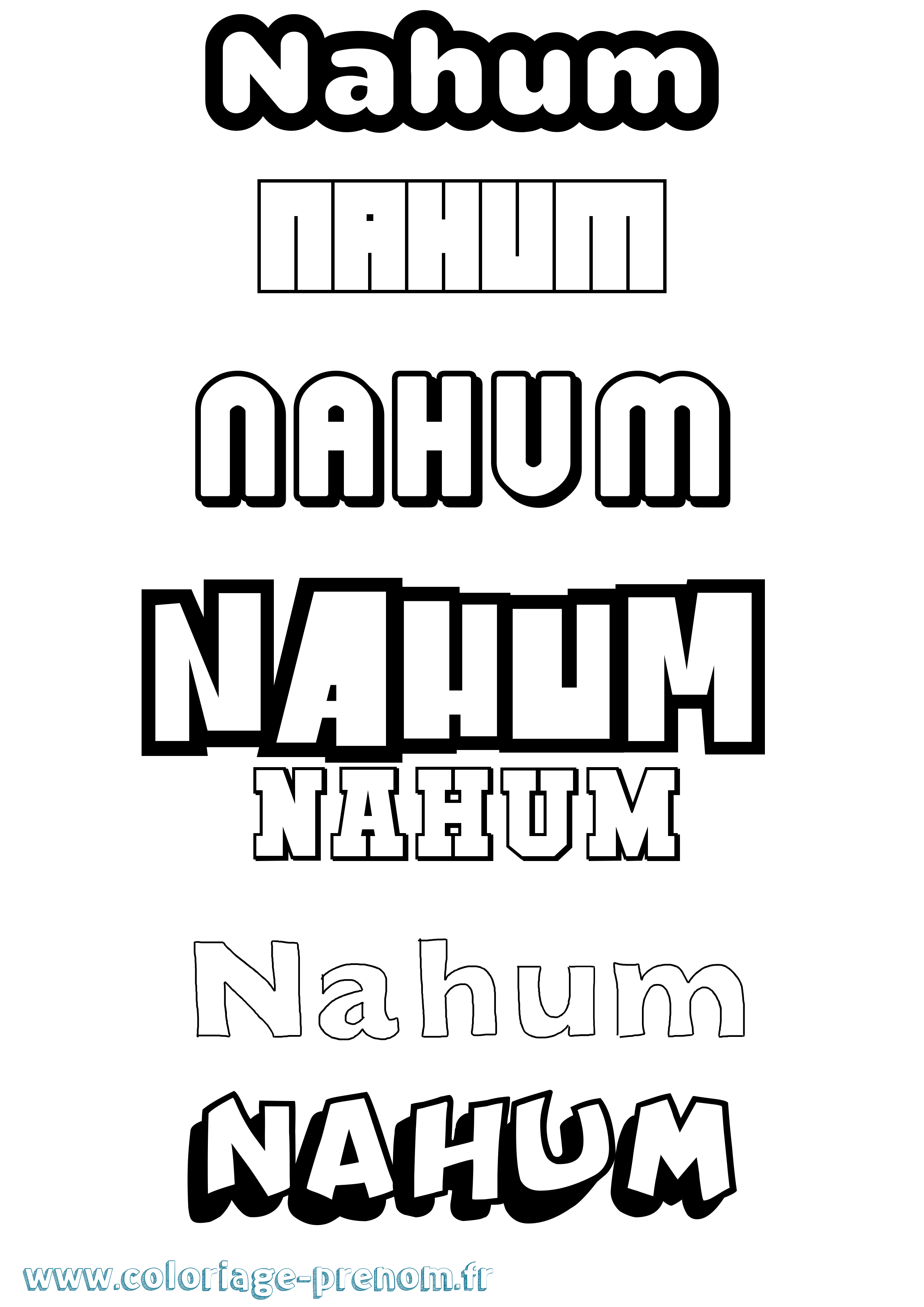 Coloriage prénom Nahum Simple