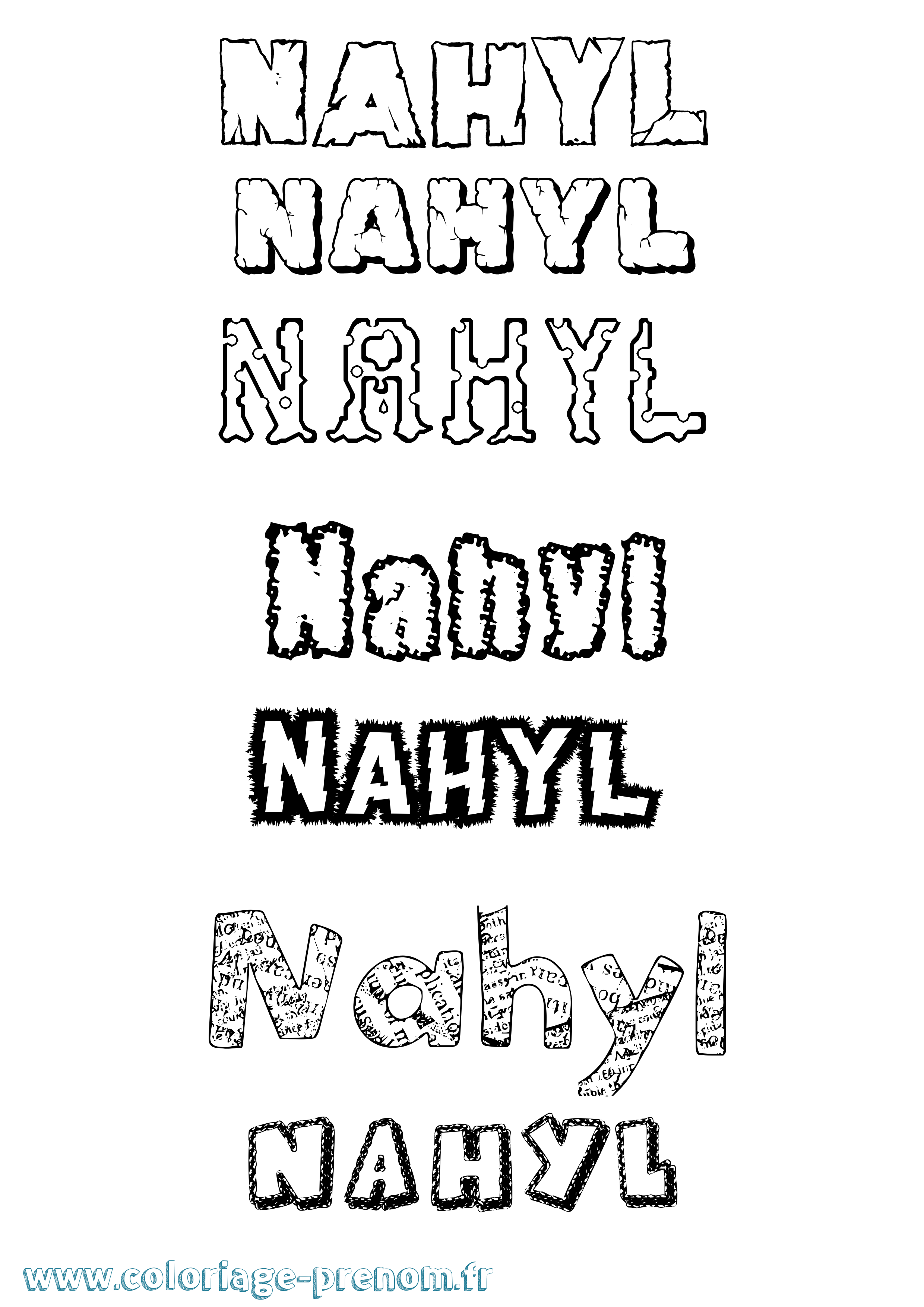 Coloriage prénom Nahyl Destructuré