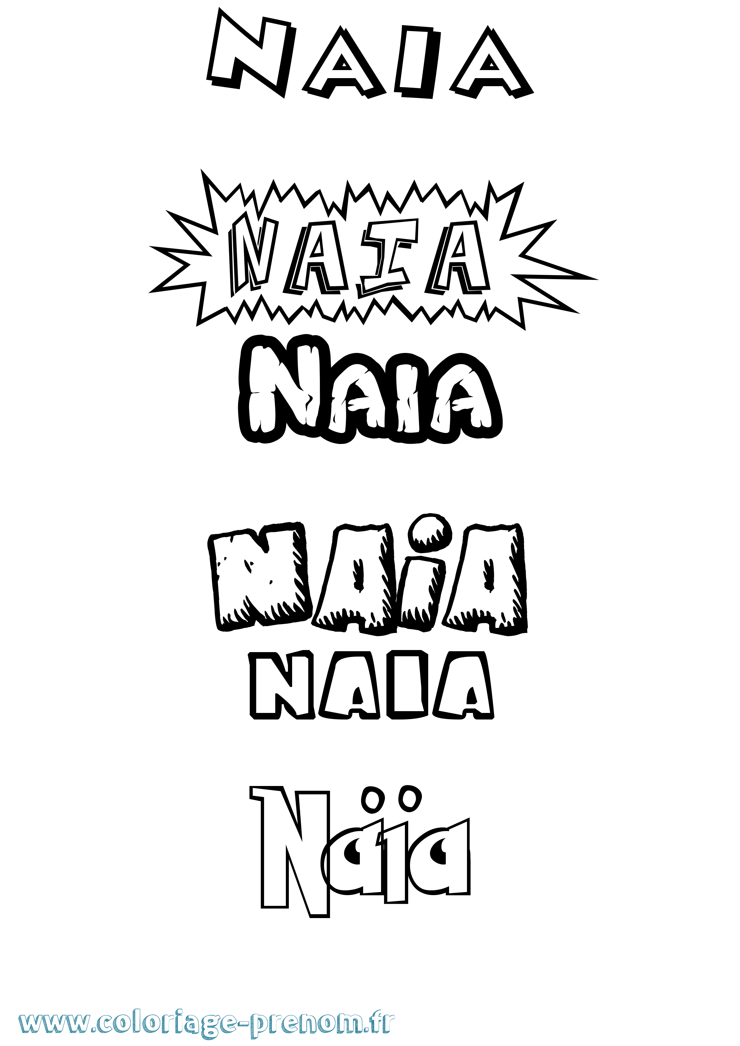 Coloriage prénom Naïa