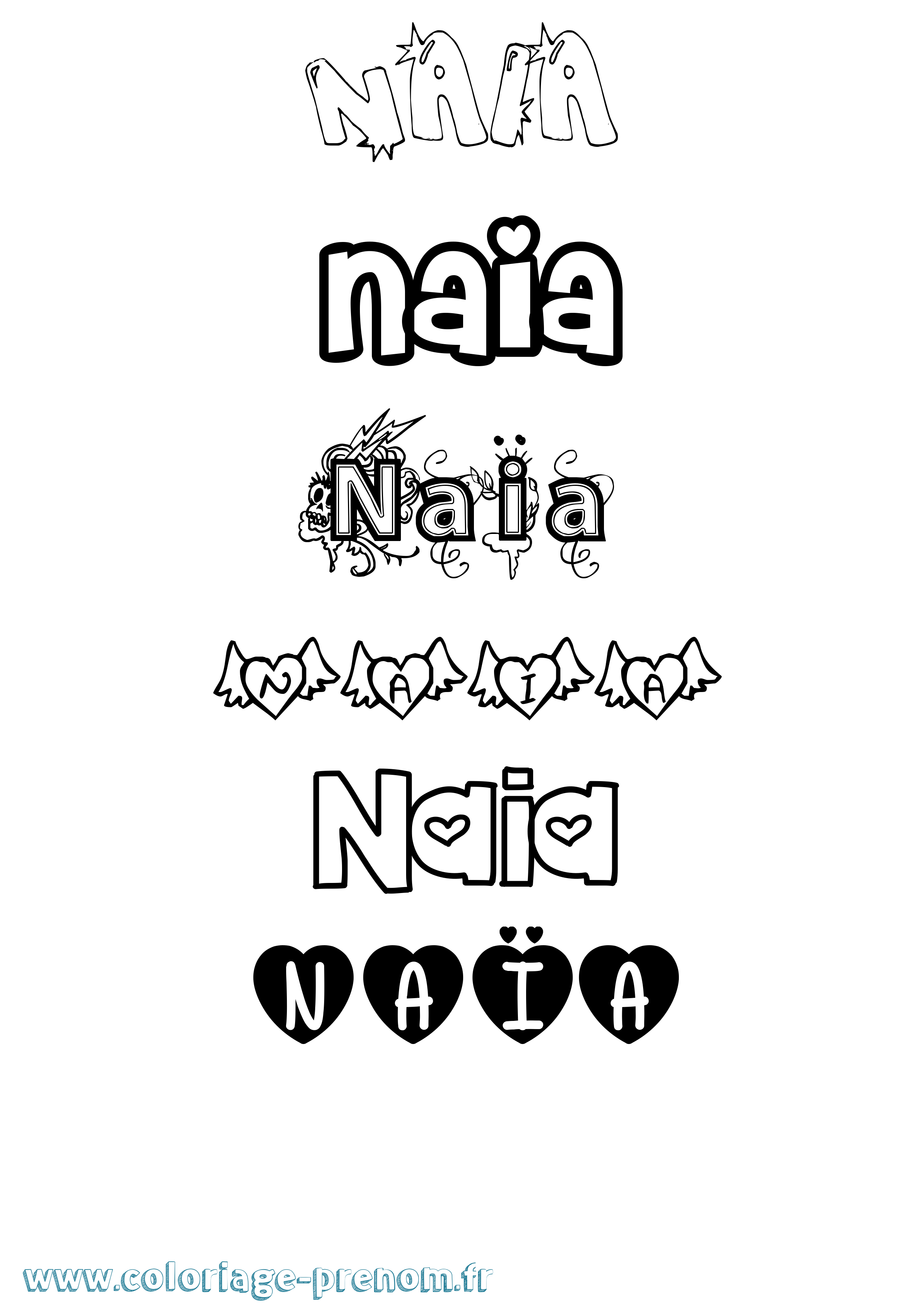 Coloriage prénom Naïa