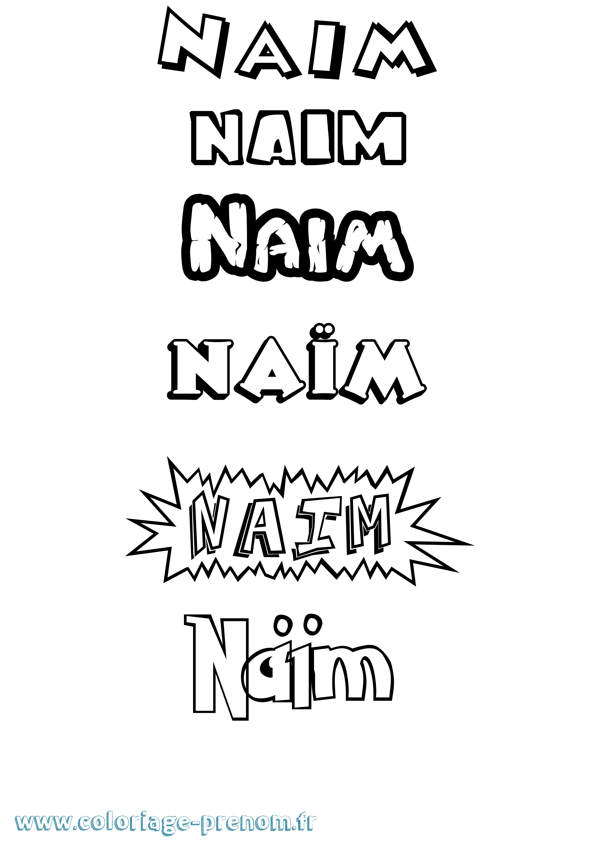 Coloriage prénom Naïm