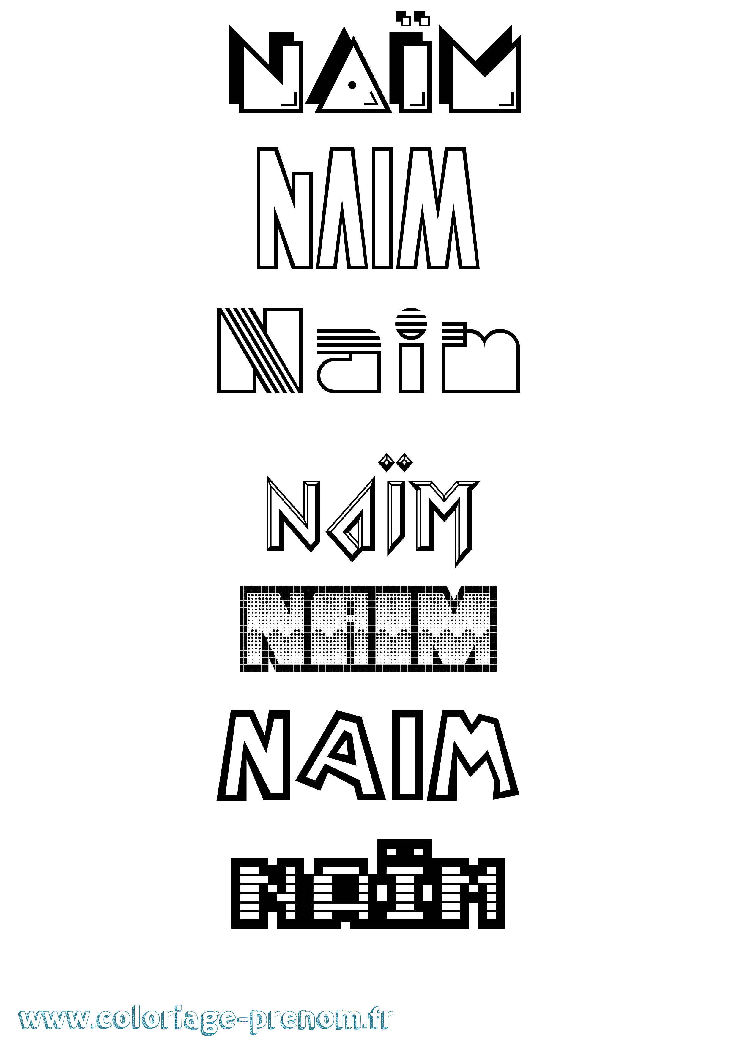 Coloriage prénom Naïm