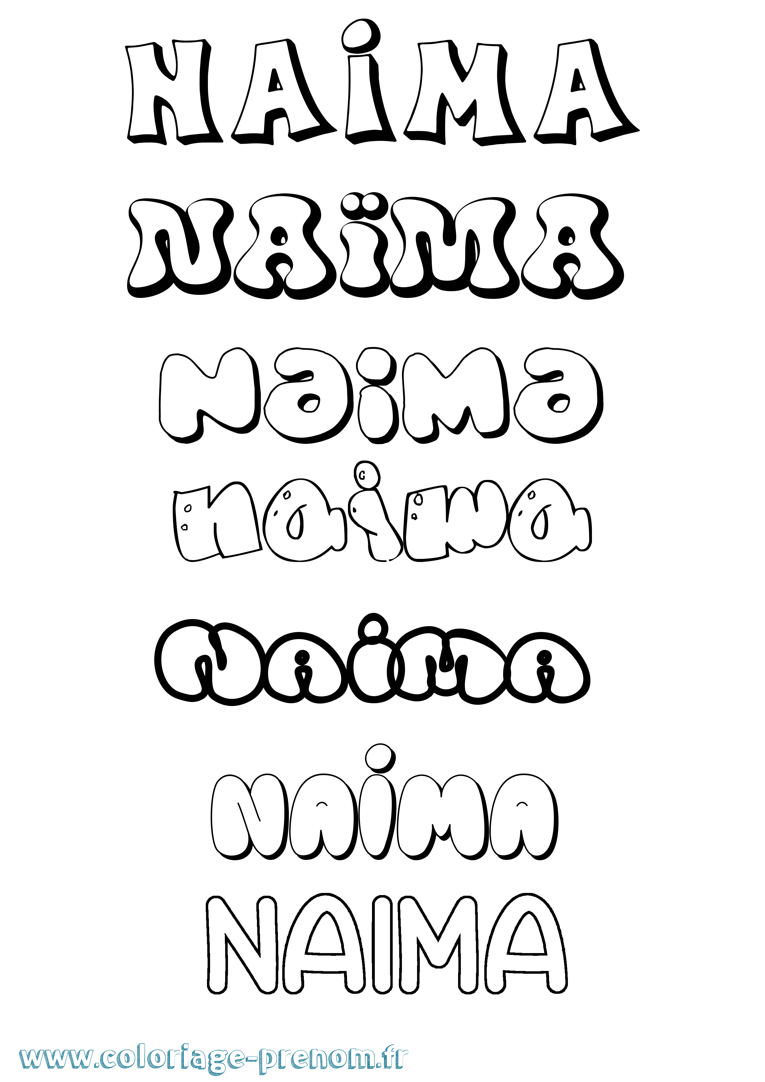 Coloriage Naïma Coloriage prénom Naïma