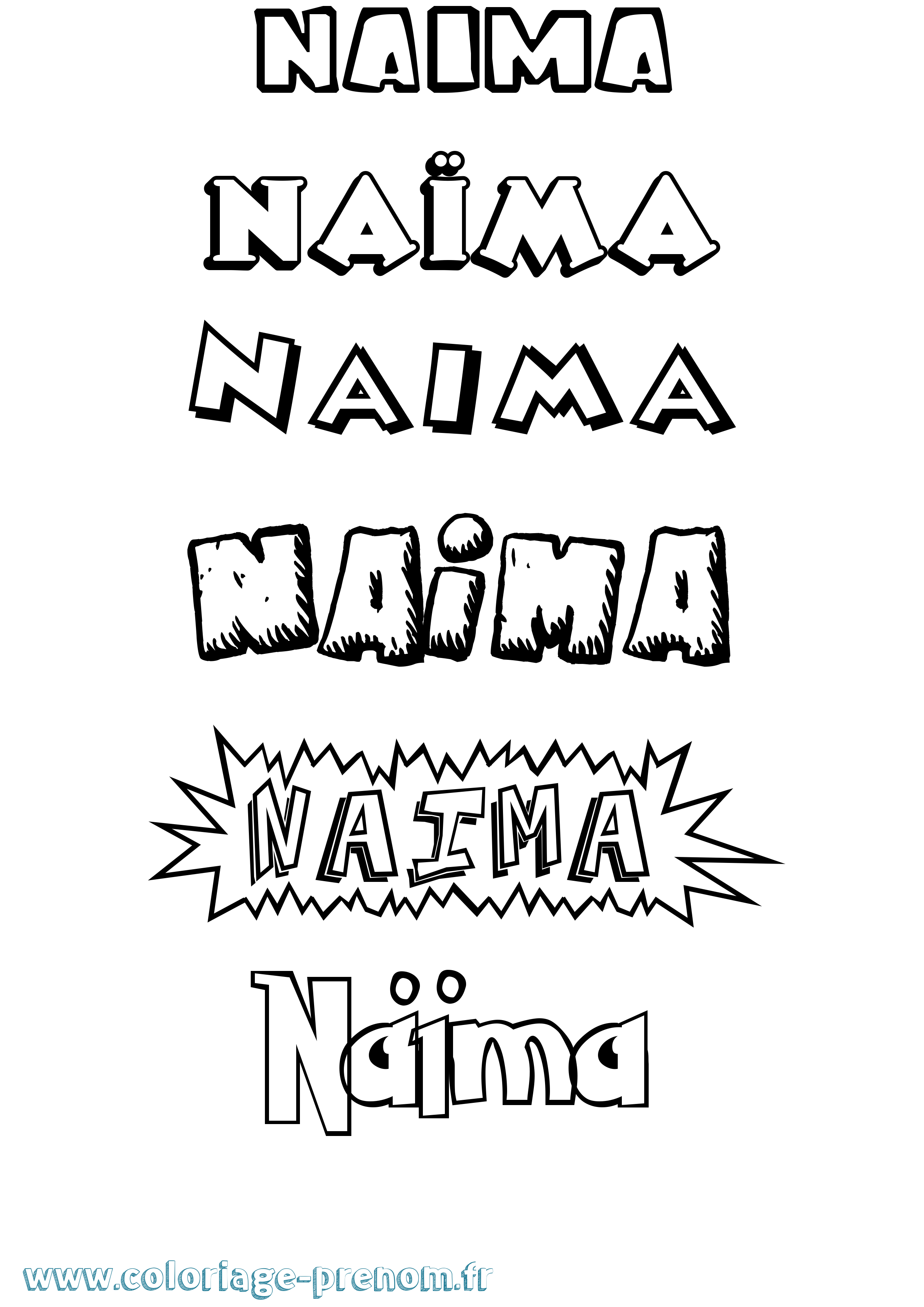 Coloriage Naïma Coloriage prénom Naïma