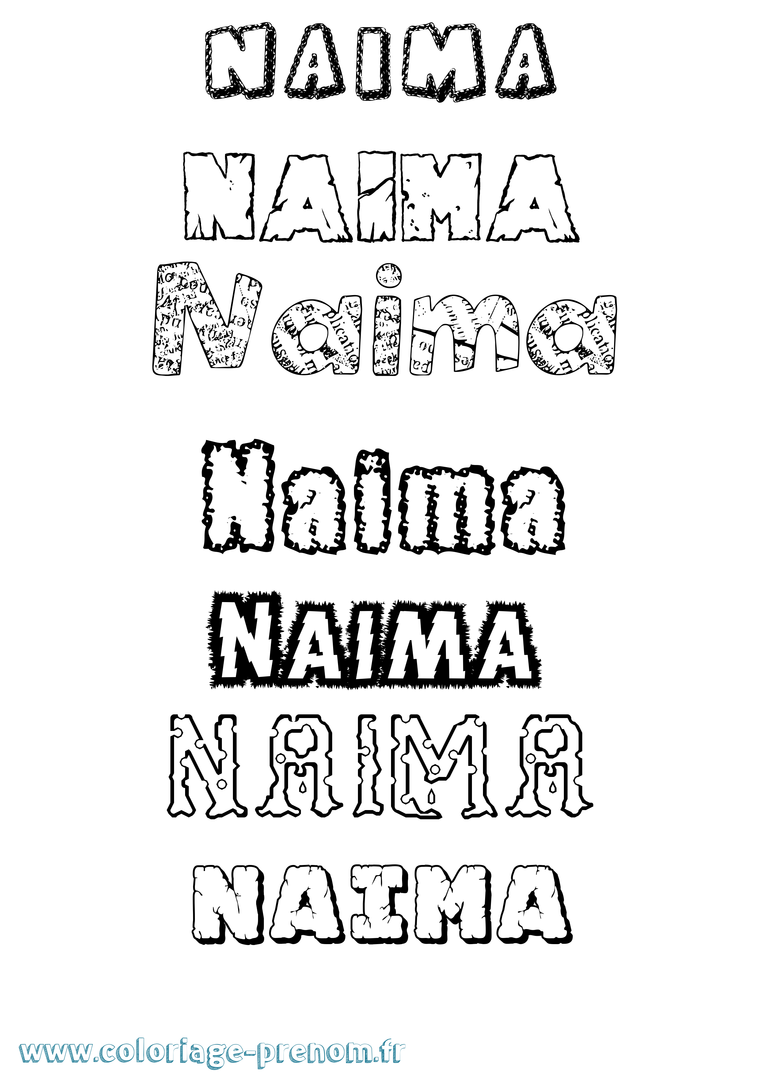 Coloriage Naïma Coloriage prénom Naïma