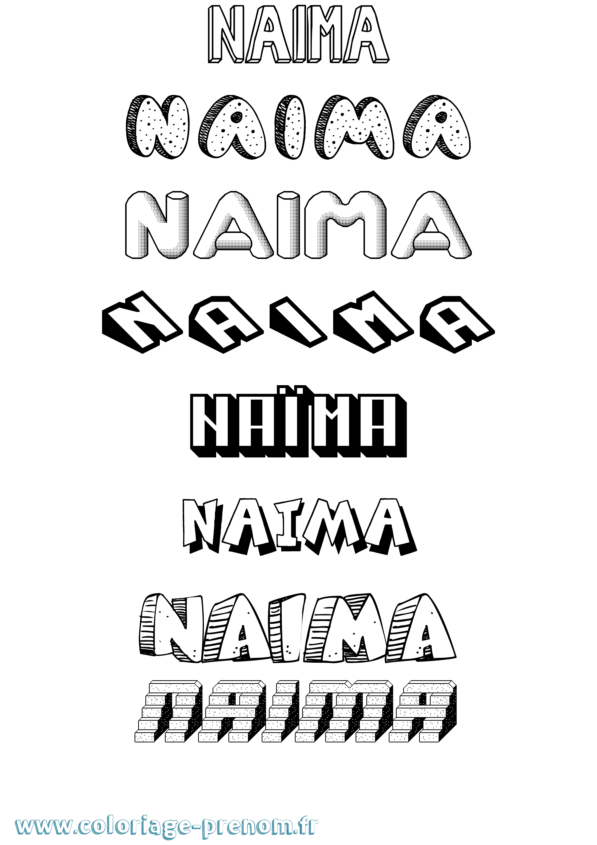 Coloriage prénom Naïma