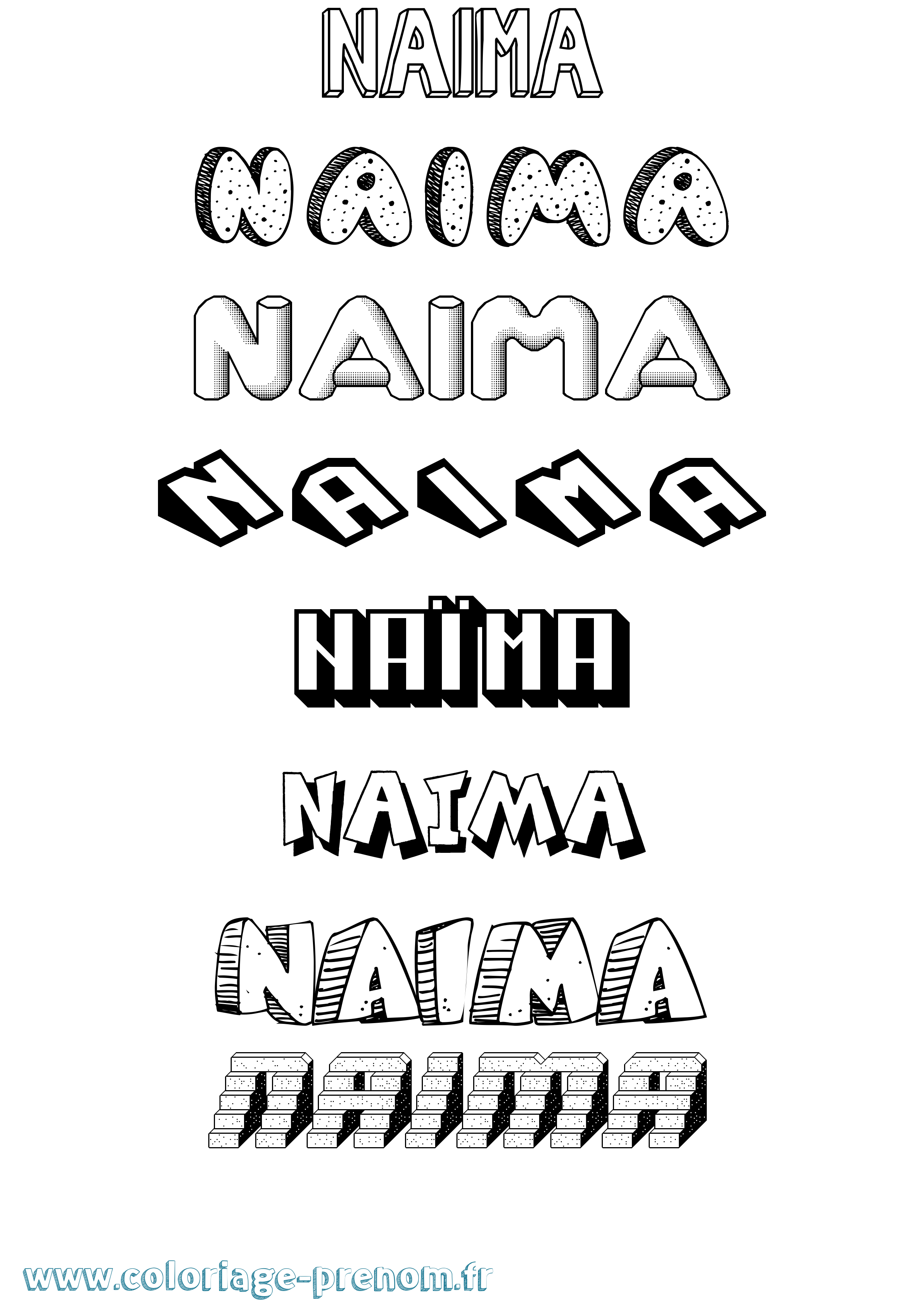 Coloriage Naïma Coloriage prénom Naïma