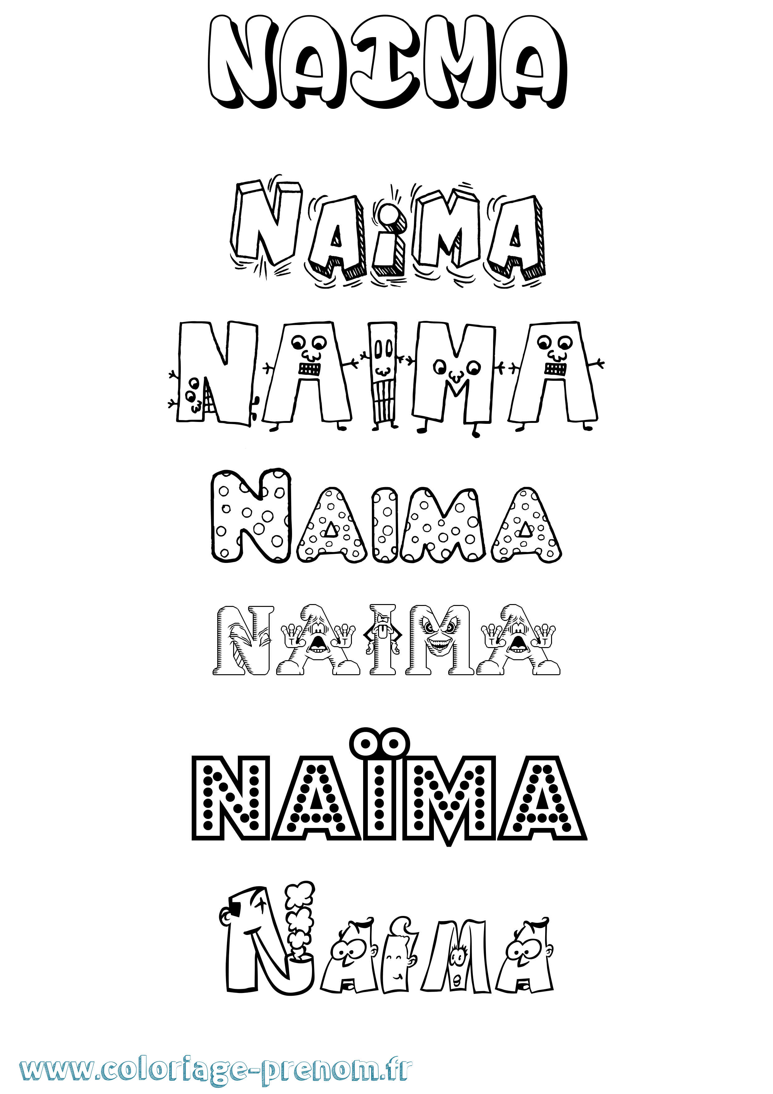 Coloriage Naïma Coloriage prénom Naïma