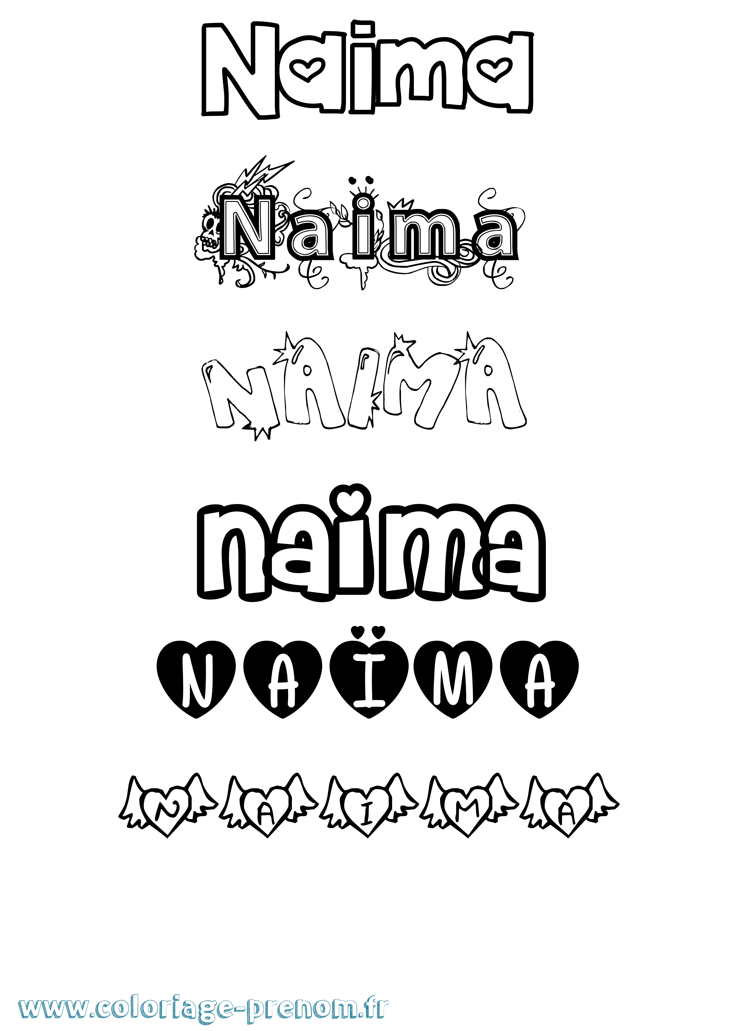 Coloriage Naïma Coloriage prénom Naïma