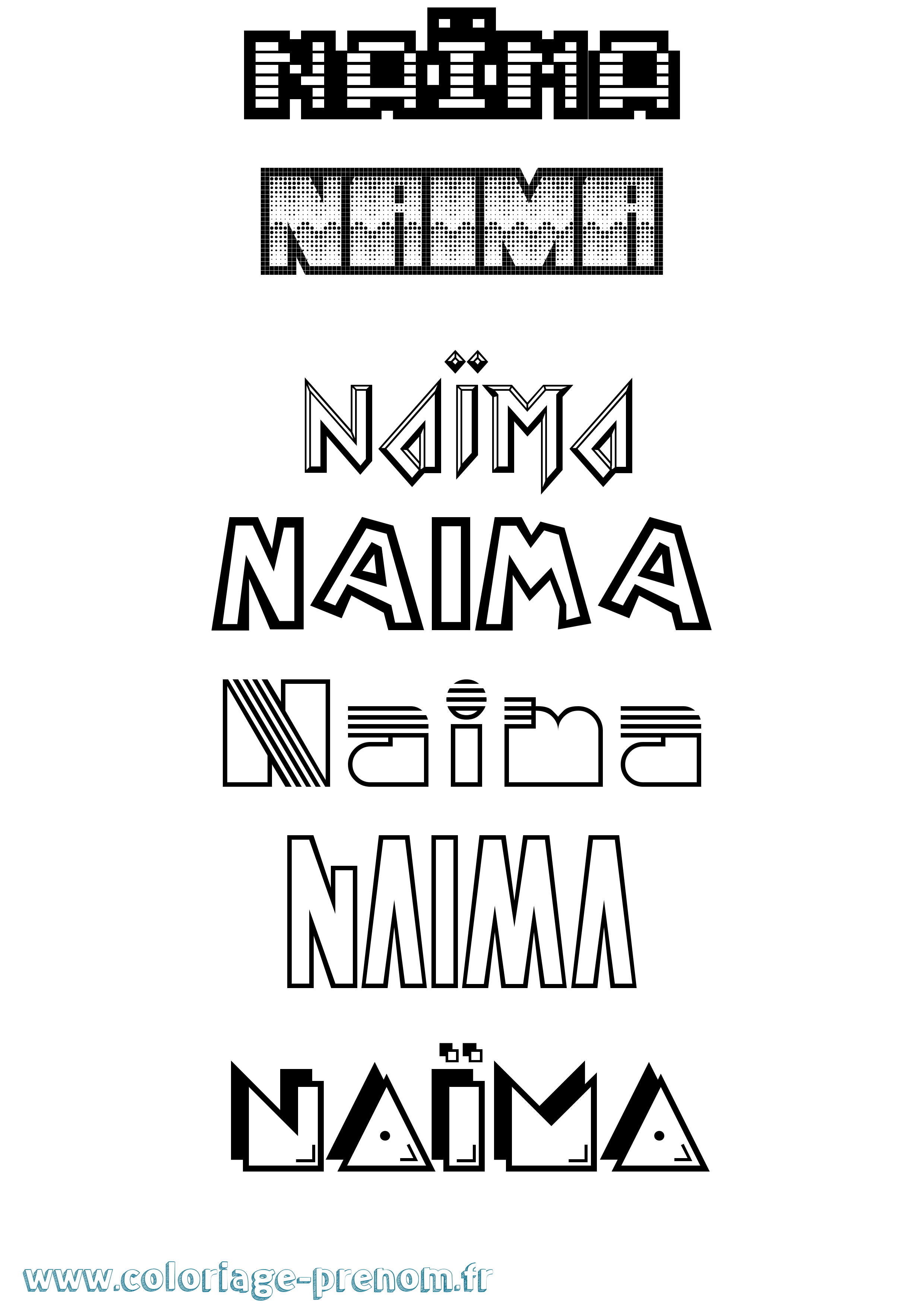 Coloriage Naïma Coloriage prénom Naïma