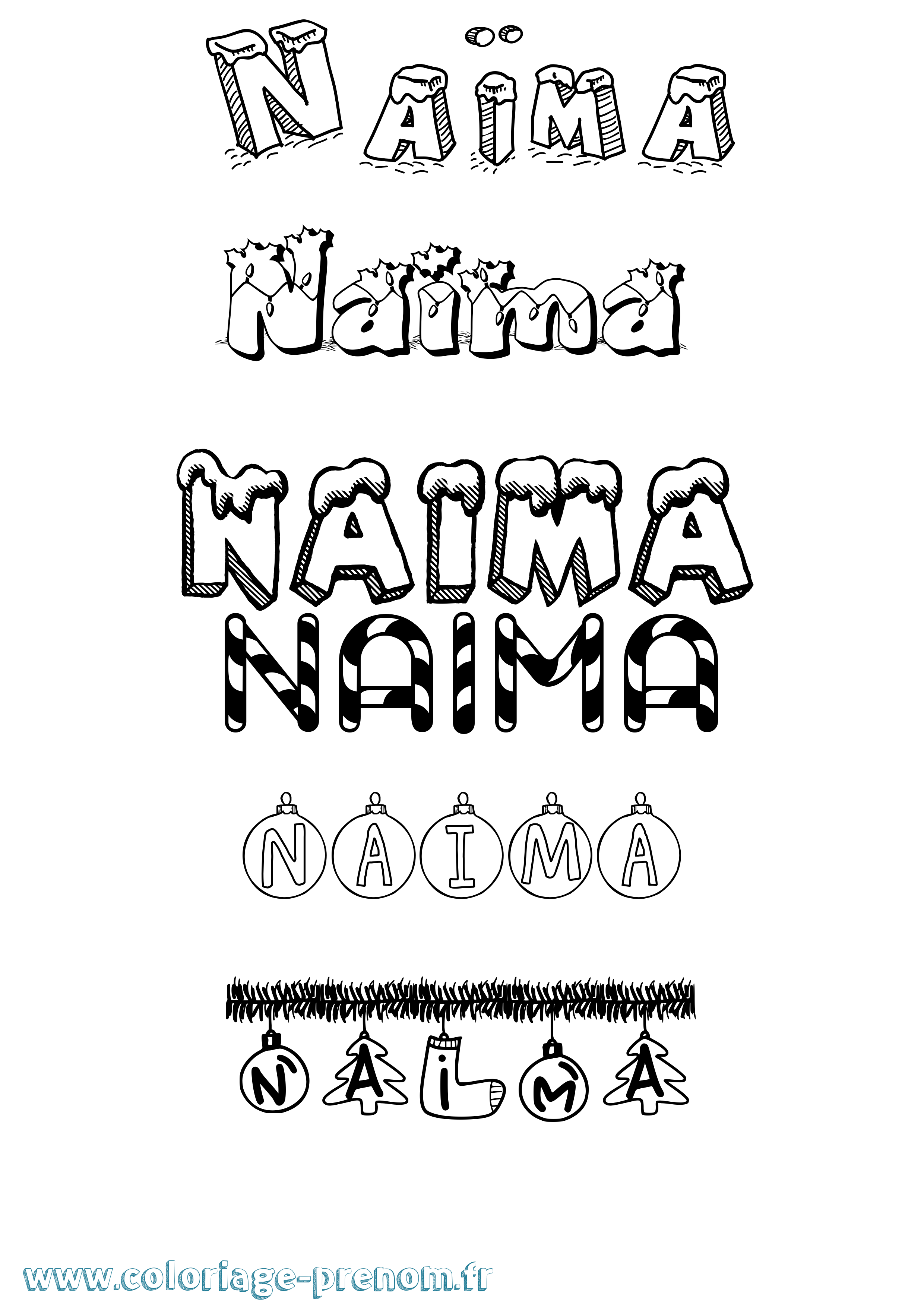 Coloriage Naïma Coloriage prénom Naïma