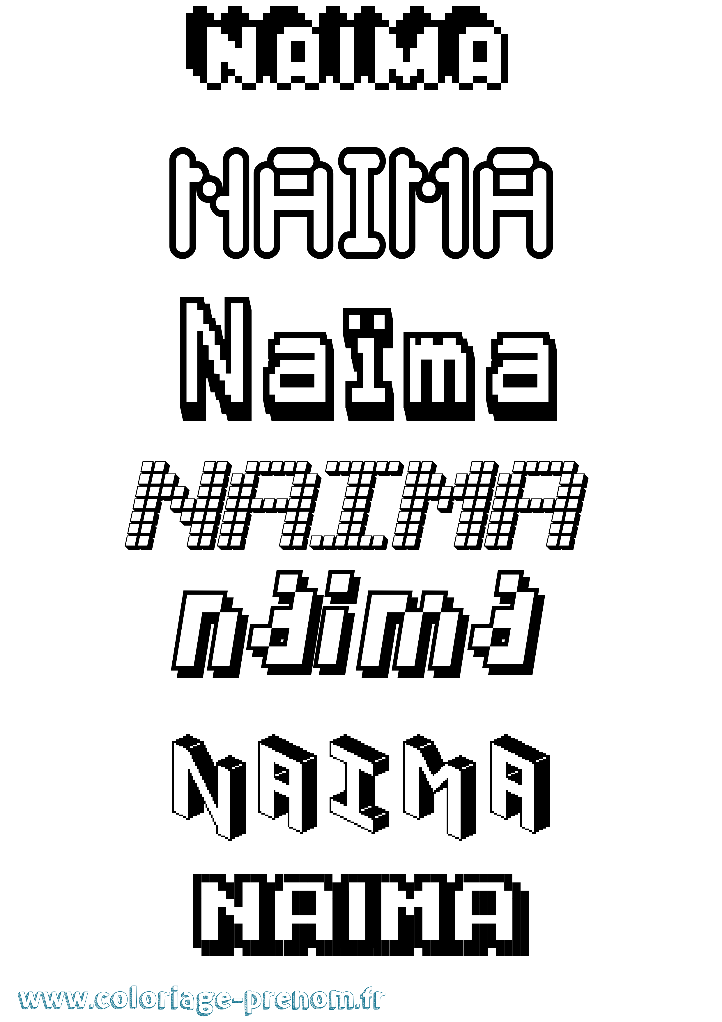 Coloriage prénom Naïma