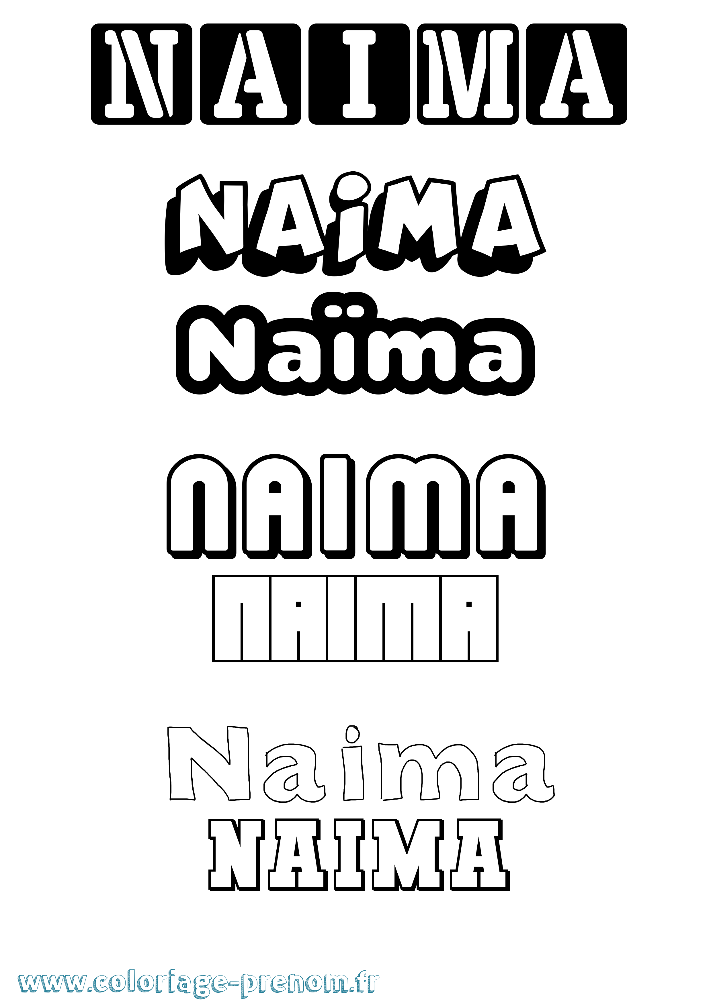 Coloriage Naïma Coloriage prénom Naïma