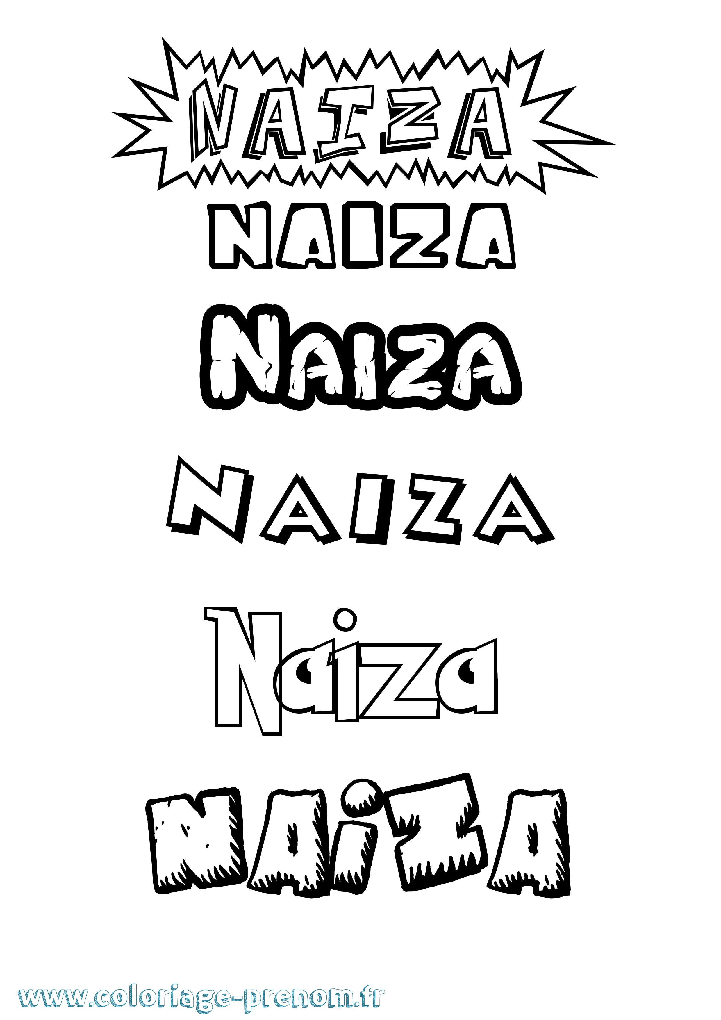 Coloriage prénom Naiza Dessin Animé