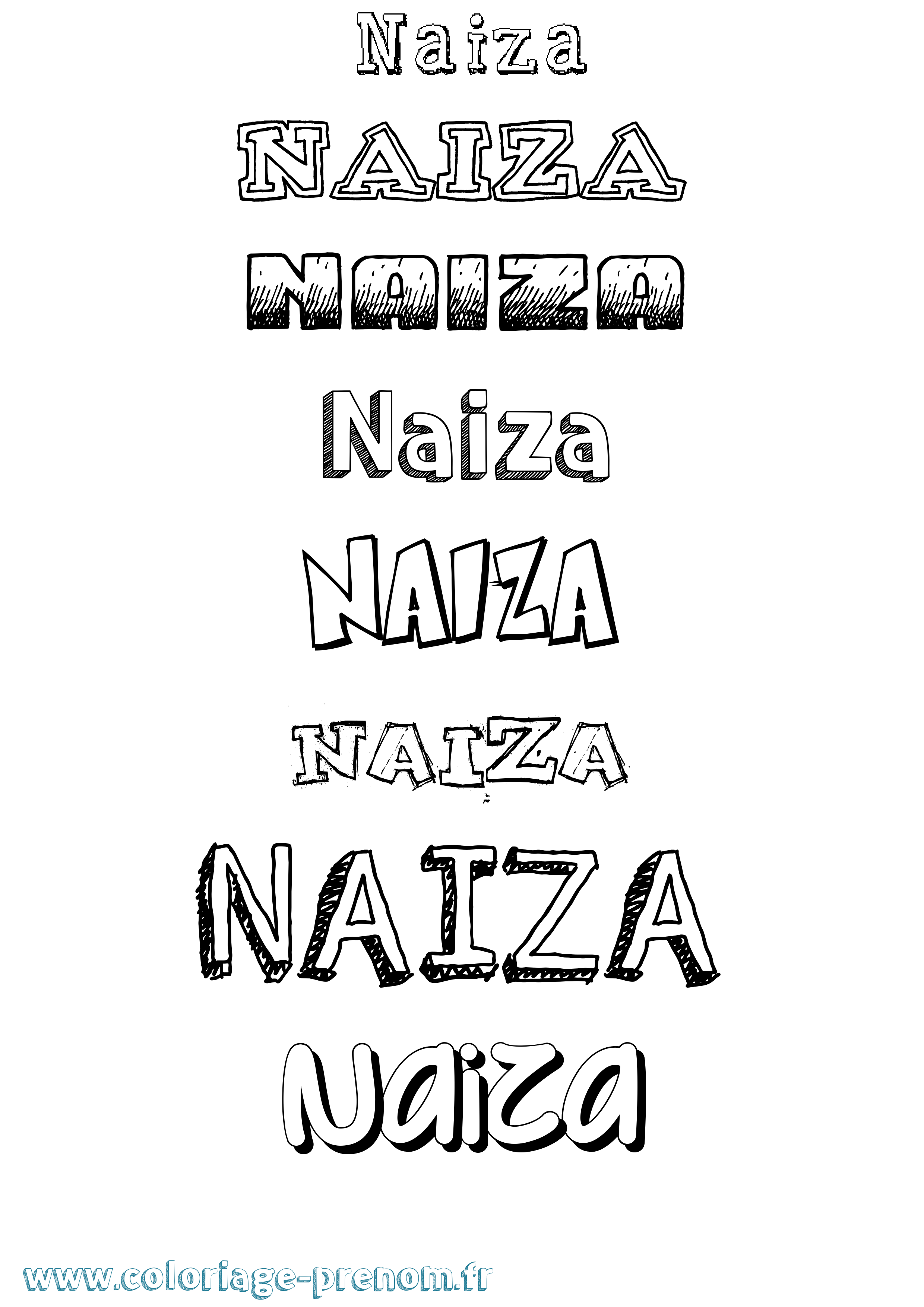 Coloriage prénom Naiza Dessiné