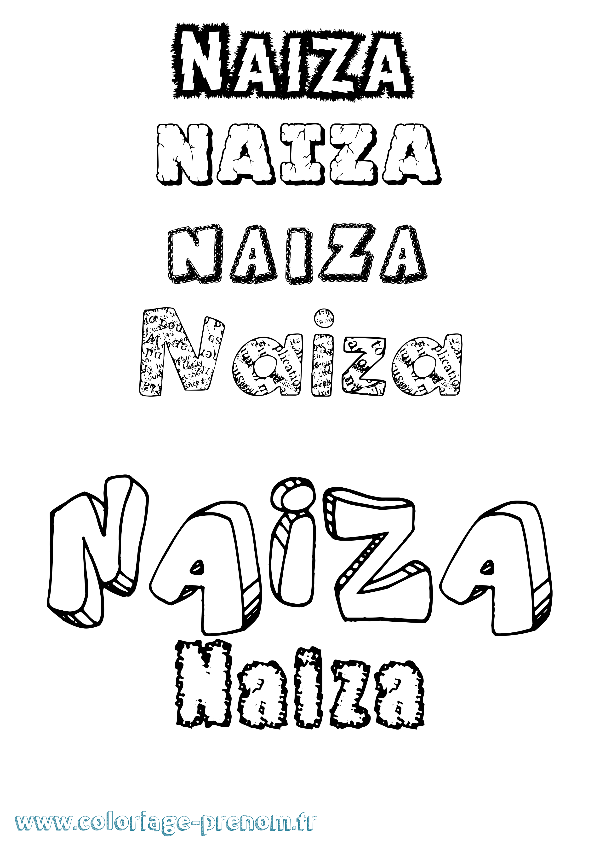 Coloriage prénom Naiza Destructuré