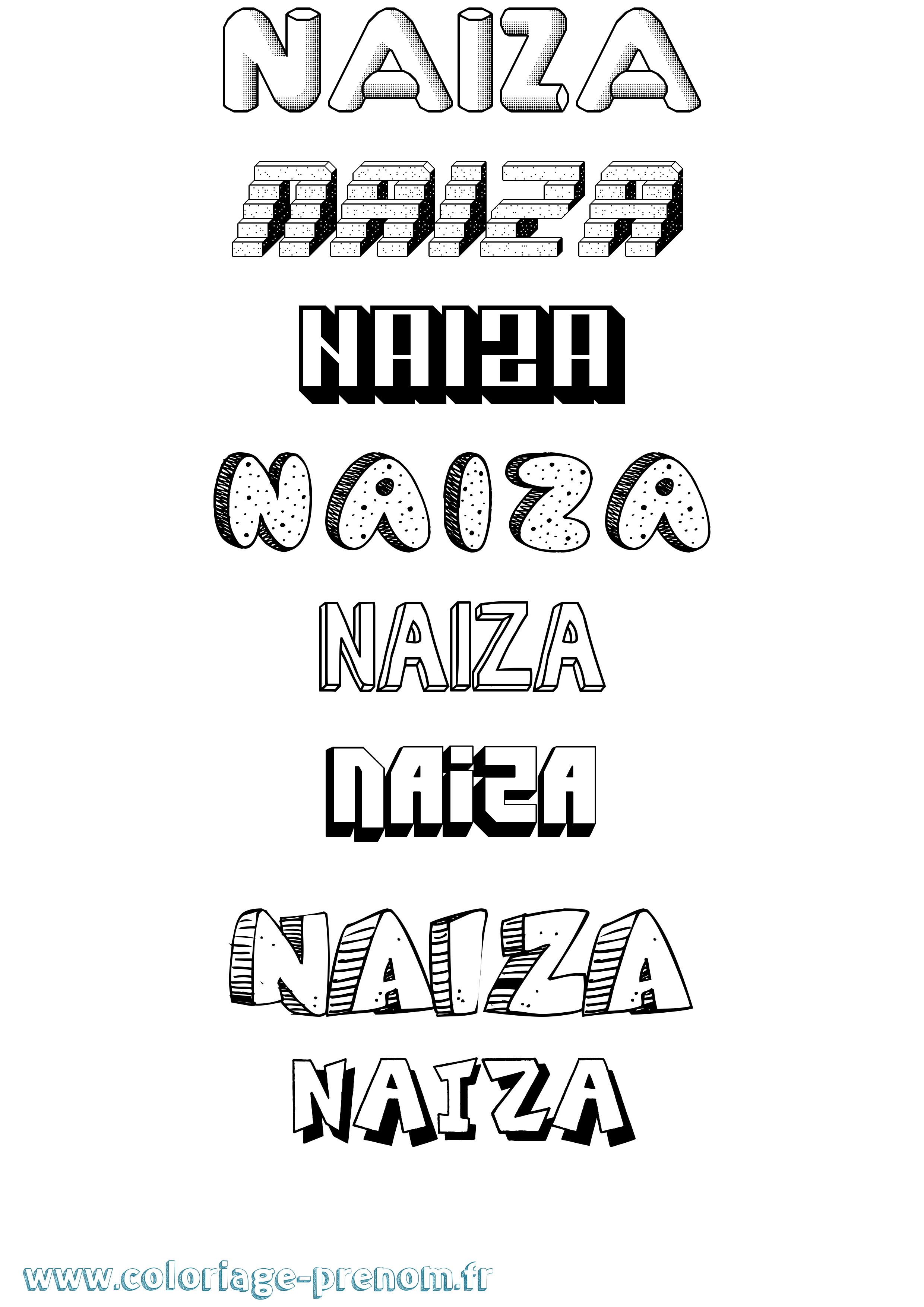 Coloriage prénom Naiza Effet 3D
