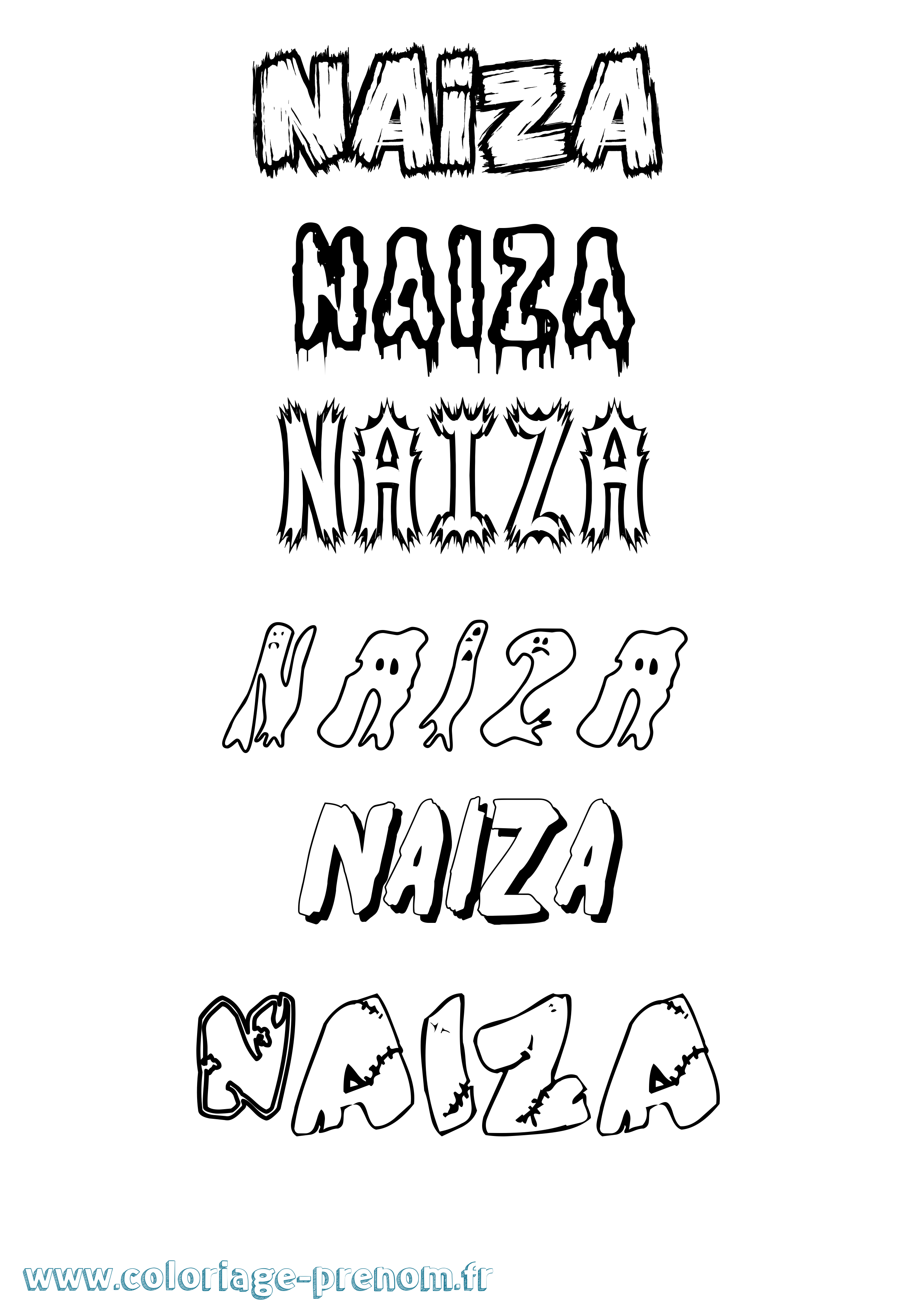 Coloriage prénom Naiza Frisson
