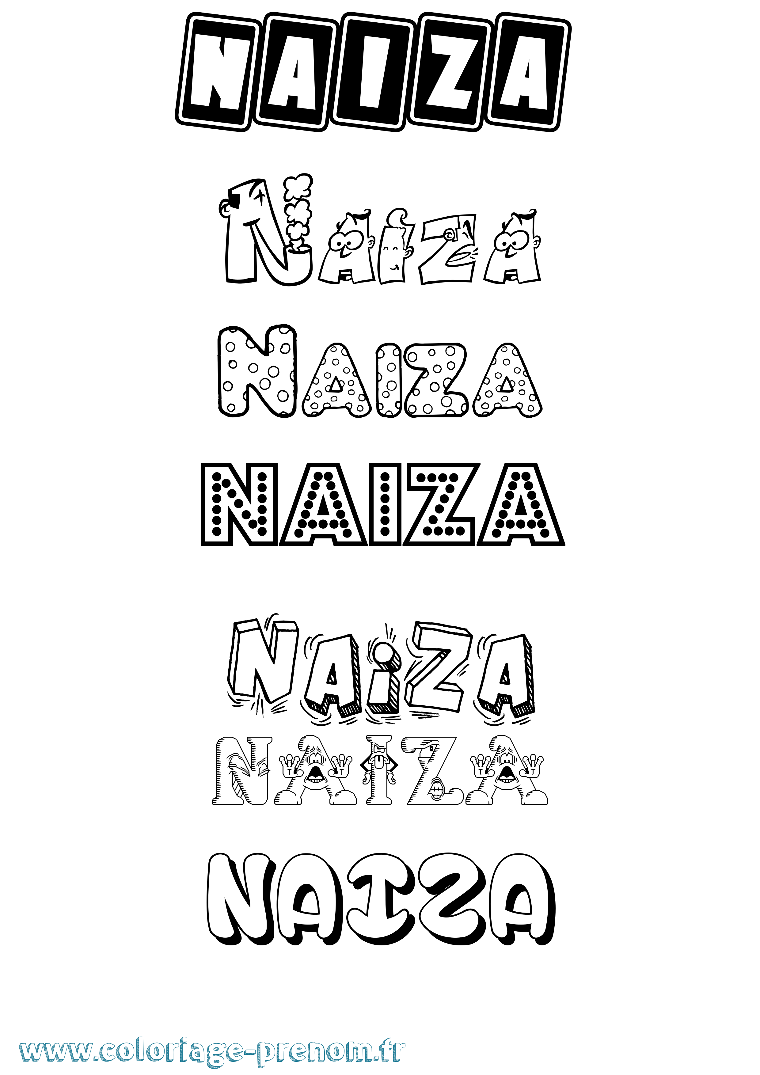 Coloriage prénom Naiza Fun