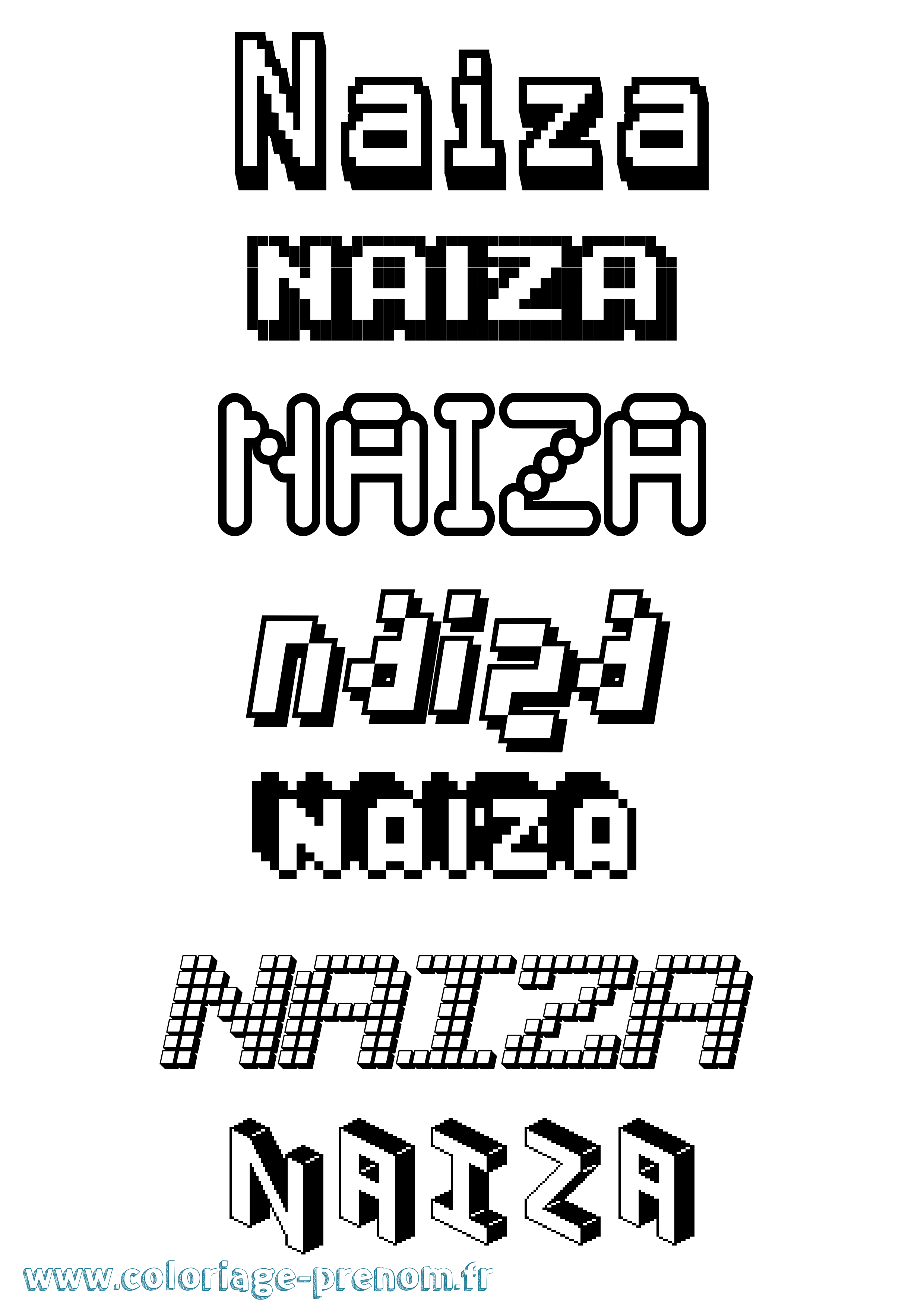 Coloriage prénom Naiza Pixel