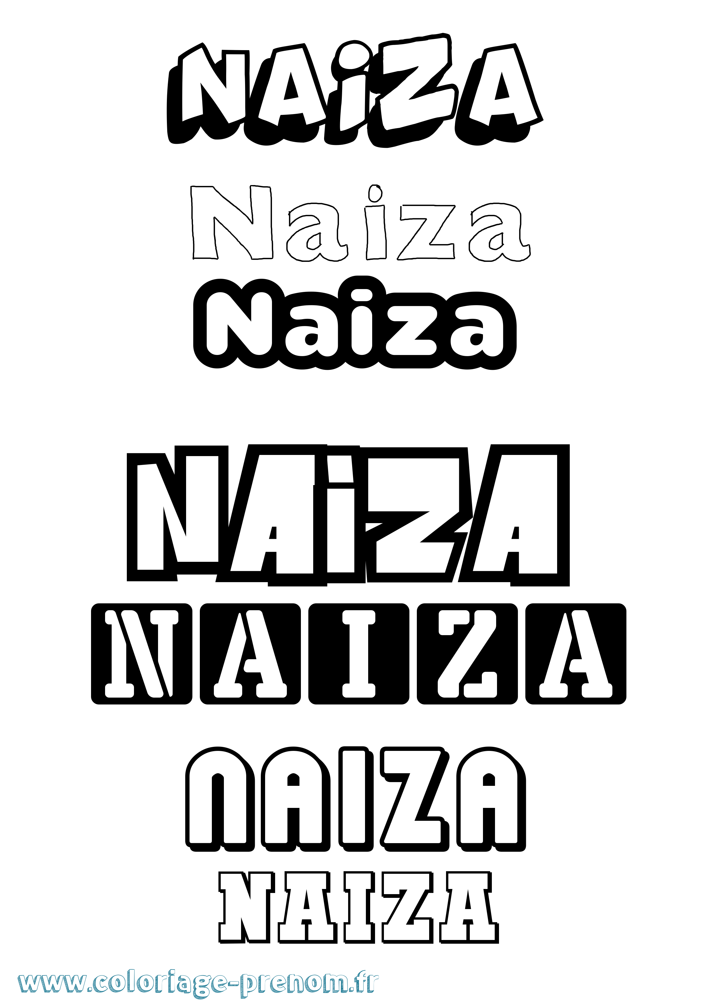Coloriage prénom Naiza Simple