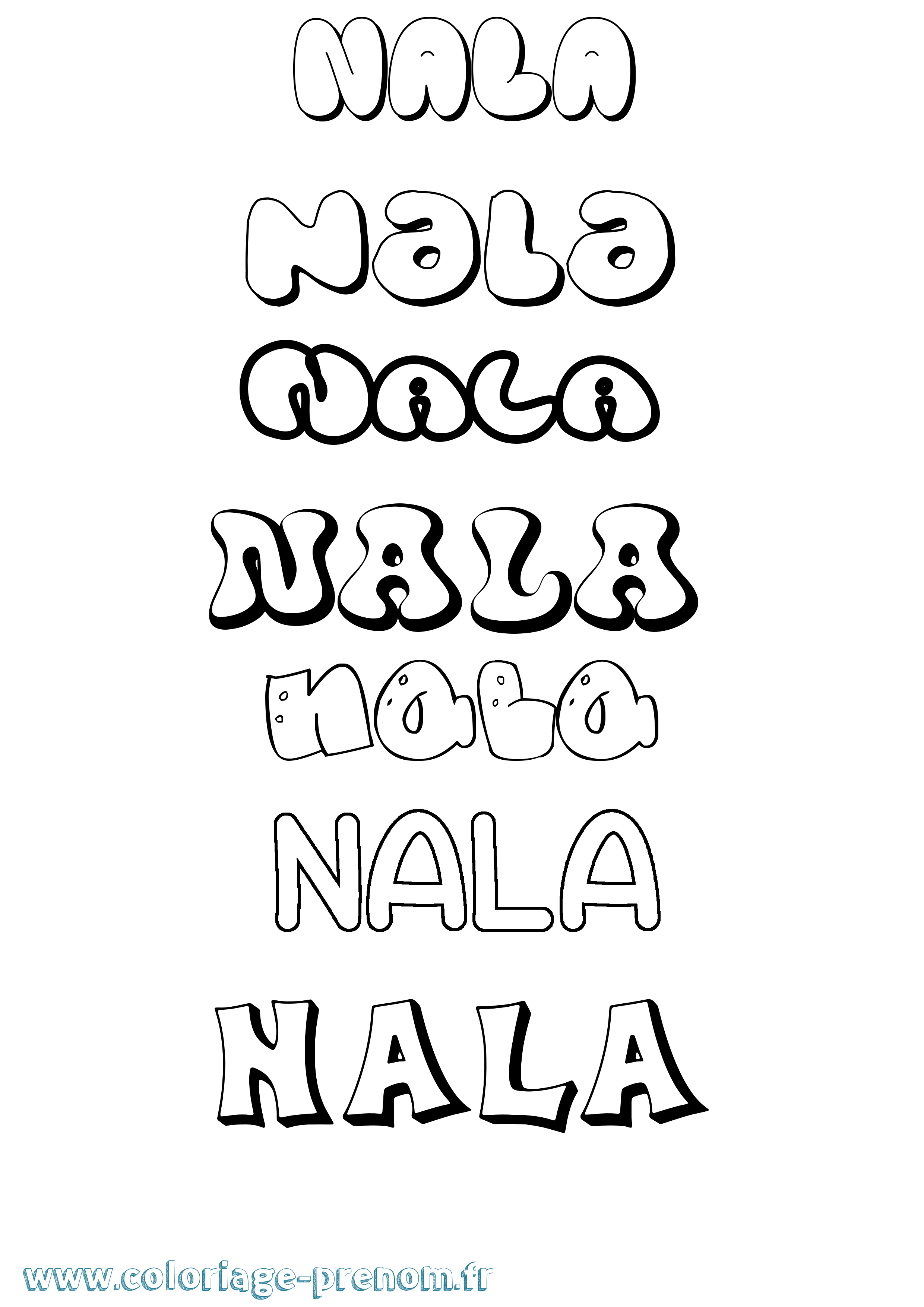 Coloriage Nala Bubble Coloriage prénom Nala Bubble