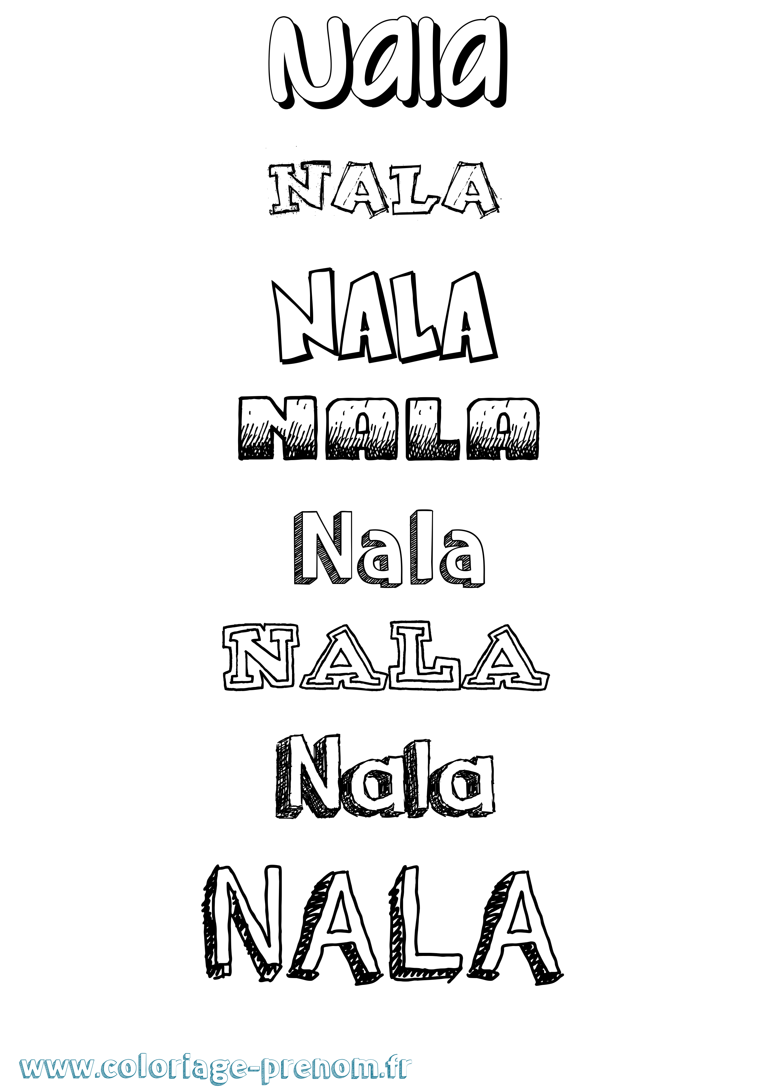 Coloriage prénom Nala Dessiné