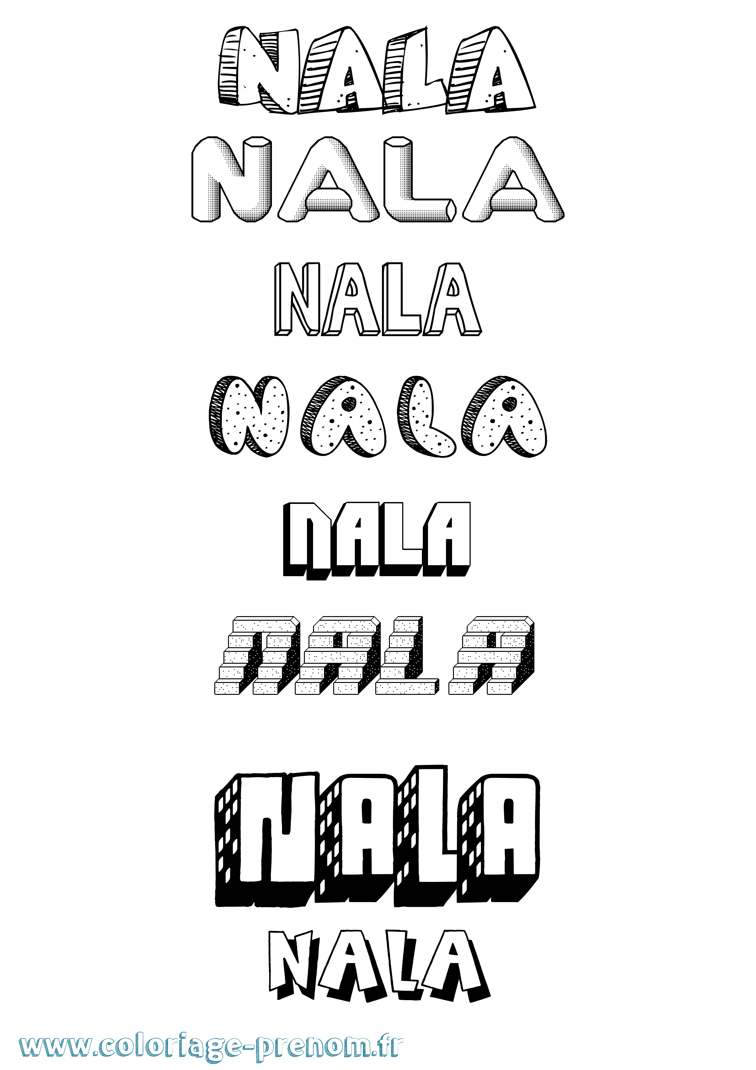 Coloriage Nala Effet 3D Coloriage prénom Nala Effet 3D